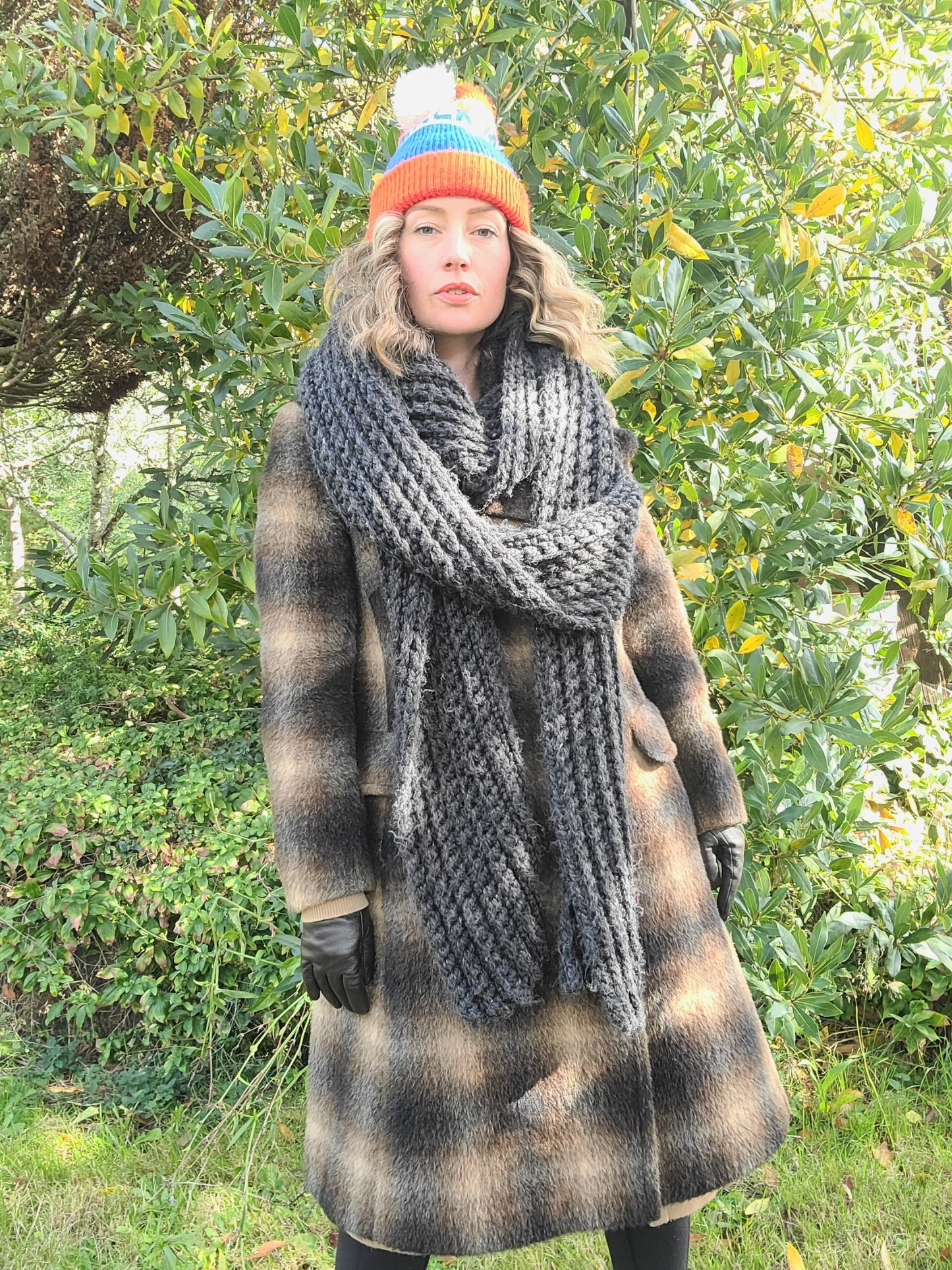 The Milbert 60s Plaid Mohair Double Breasted Trench Coat L