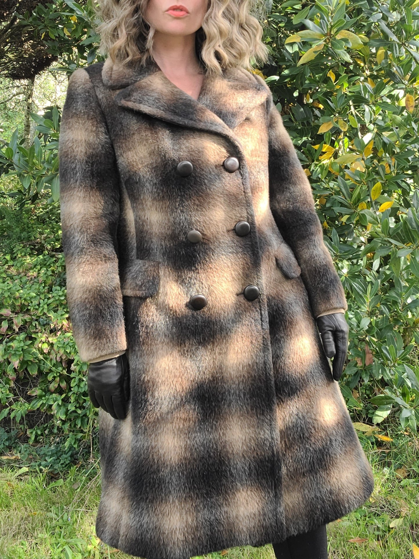 The Milbert 60s Plaid Mohair Double Breasted Trench Coat L