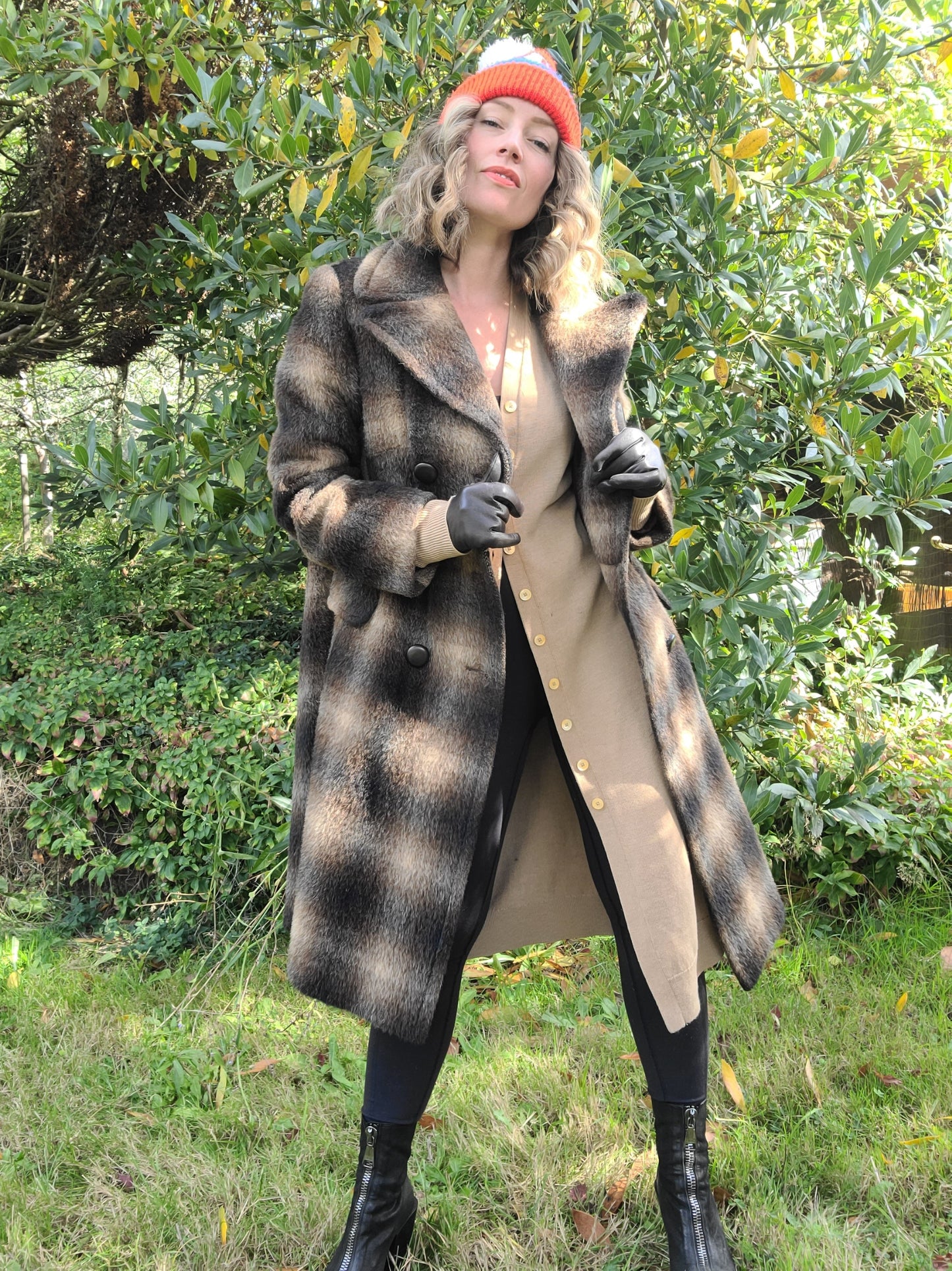 The Milbert 60s Plaid Mohair Double Breasted Trench Coat L