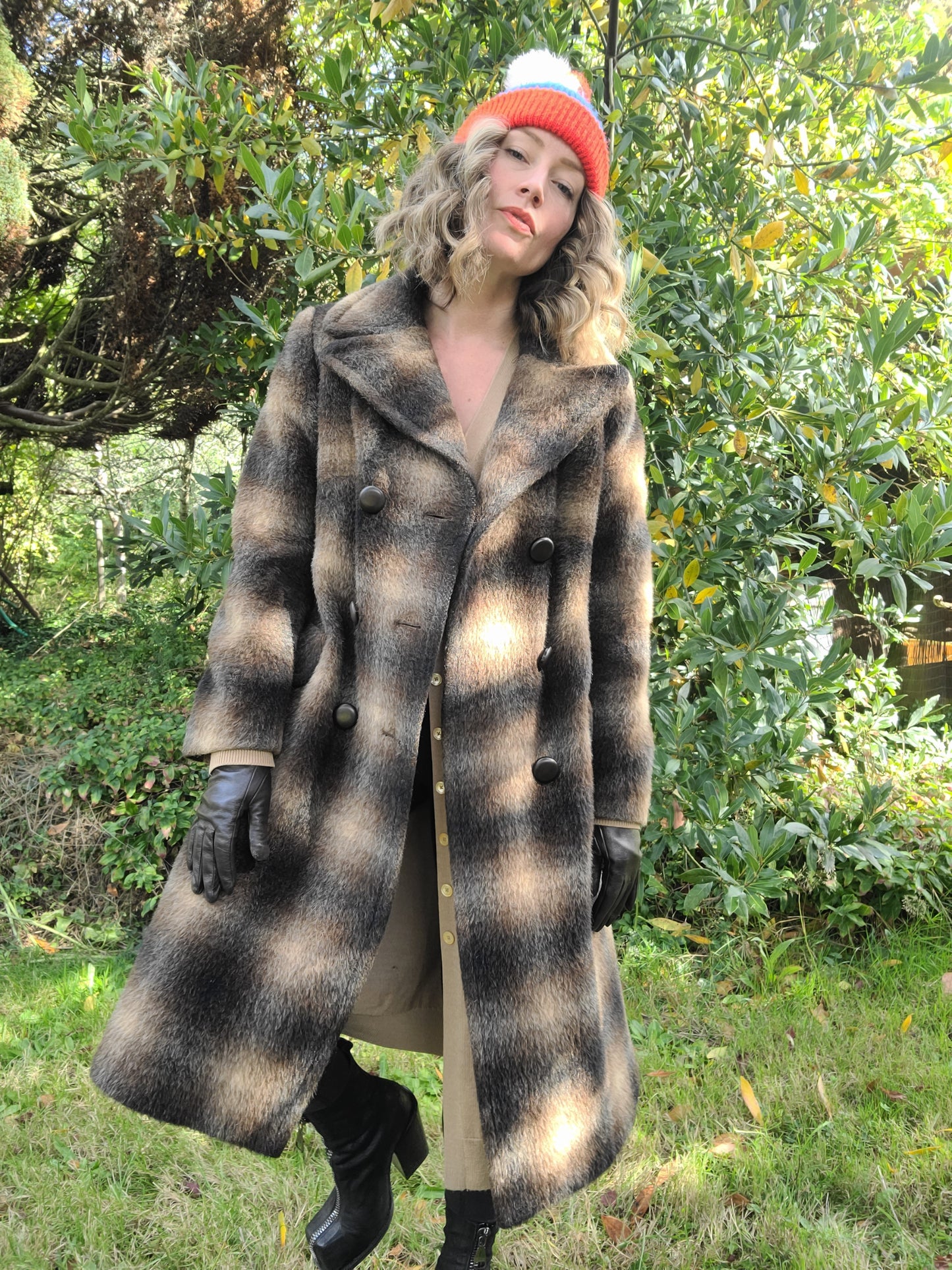 The Milbert 60s Plaid Mohair Double Breasted Trench Coat L