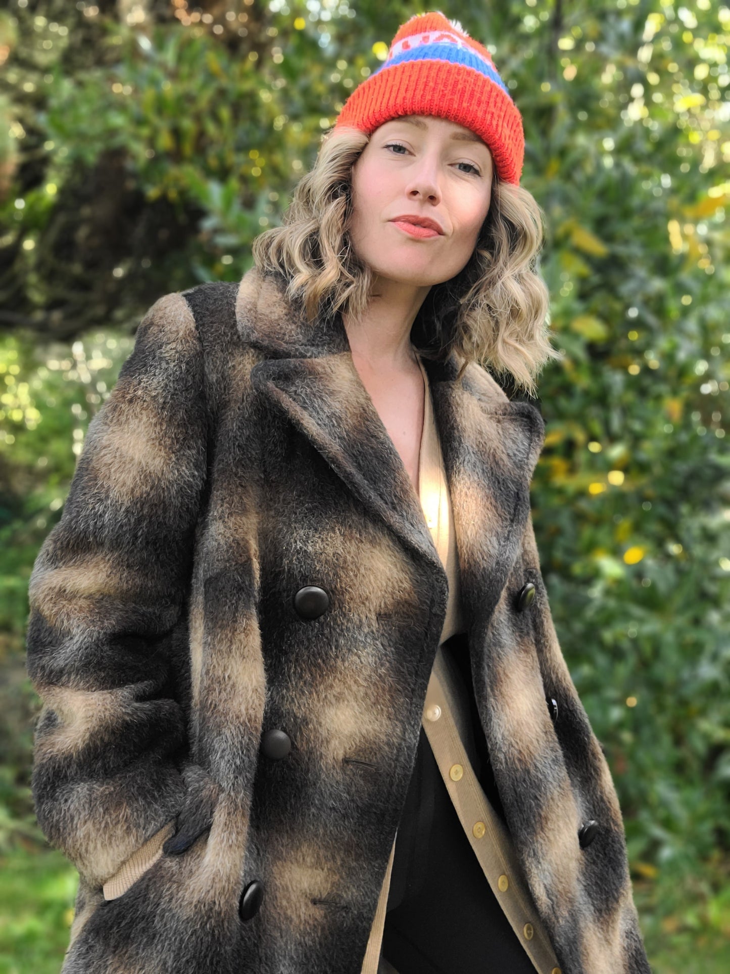 The Milbert 60s Plaid Mohair Double Breasted Trench Coat L