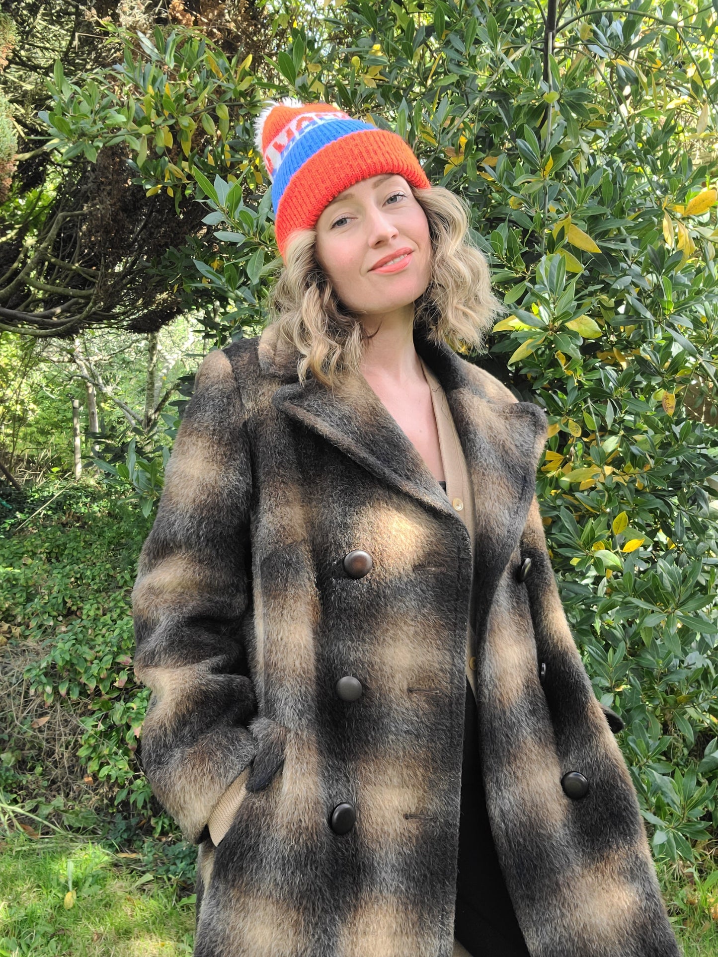 The Milbert 60s Plaid Mohair Double Breasted Trench Coat L