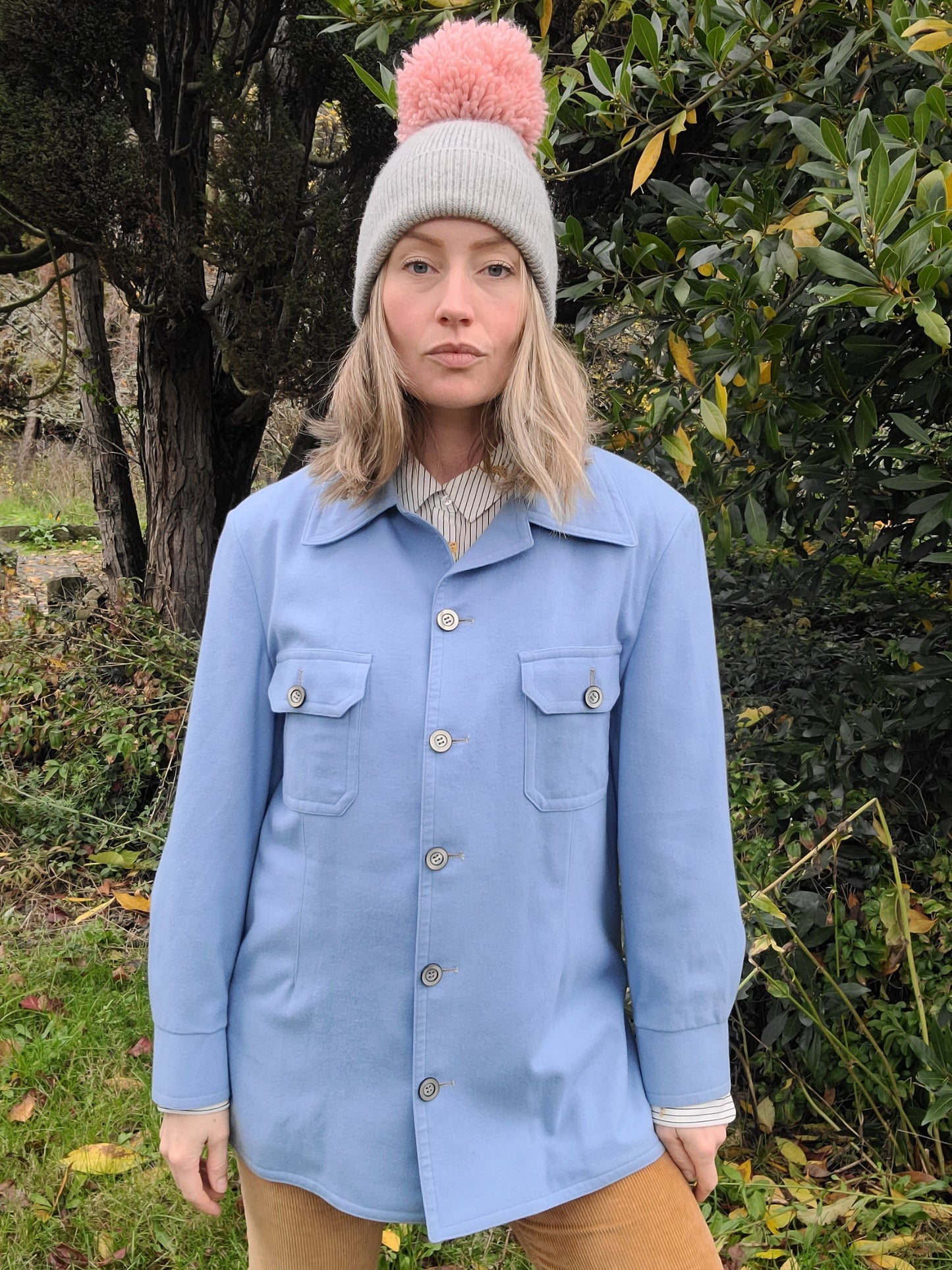 The Powder Blue 70s Cashmere Shacket L-XL