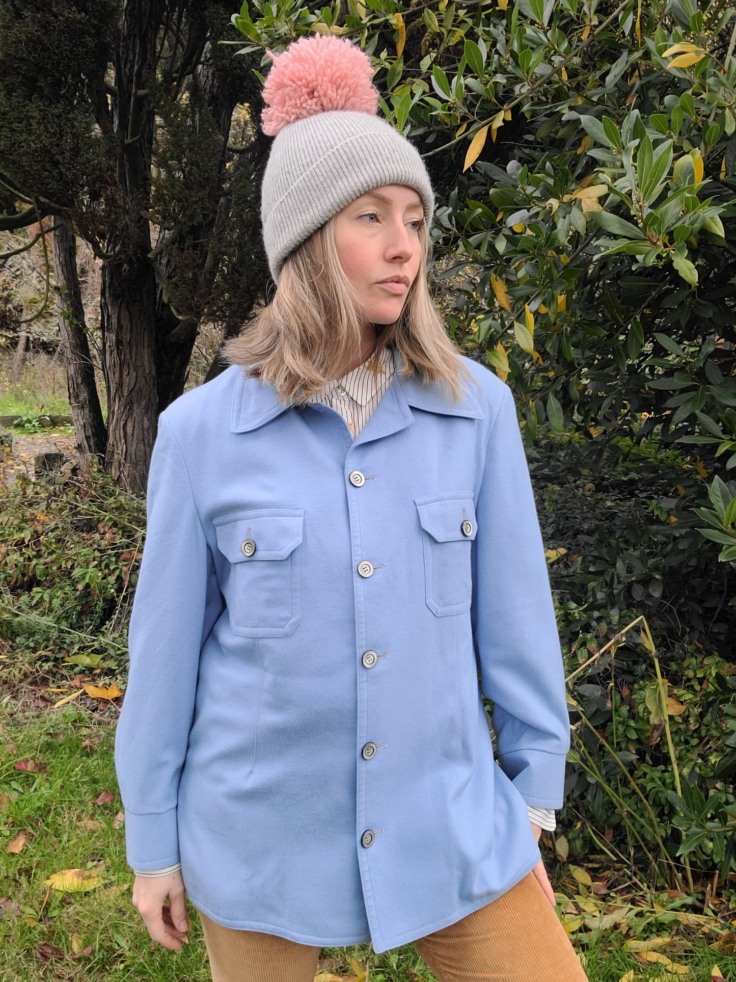 The Powder Blue 70s Cashmere Shacket L-XL