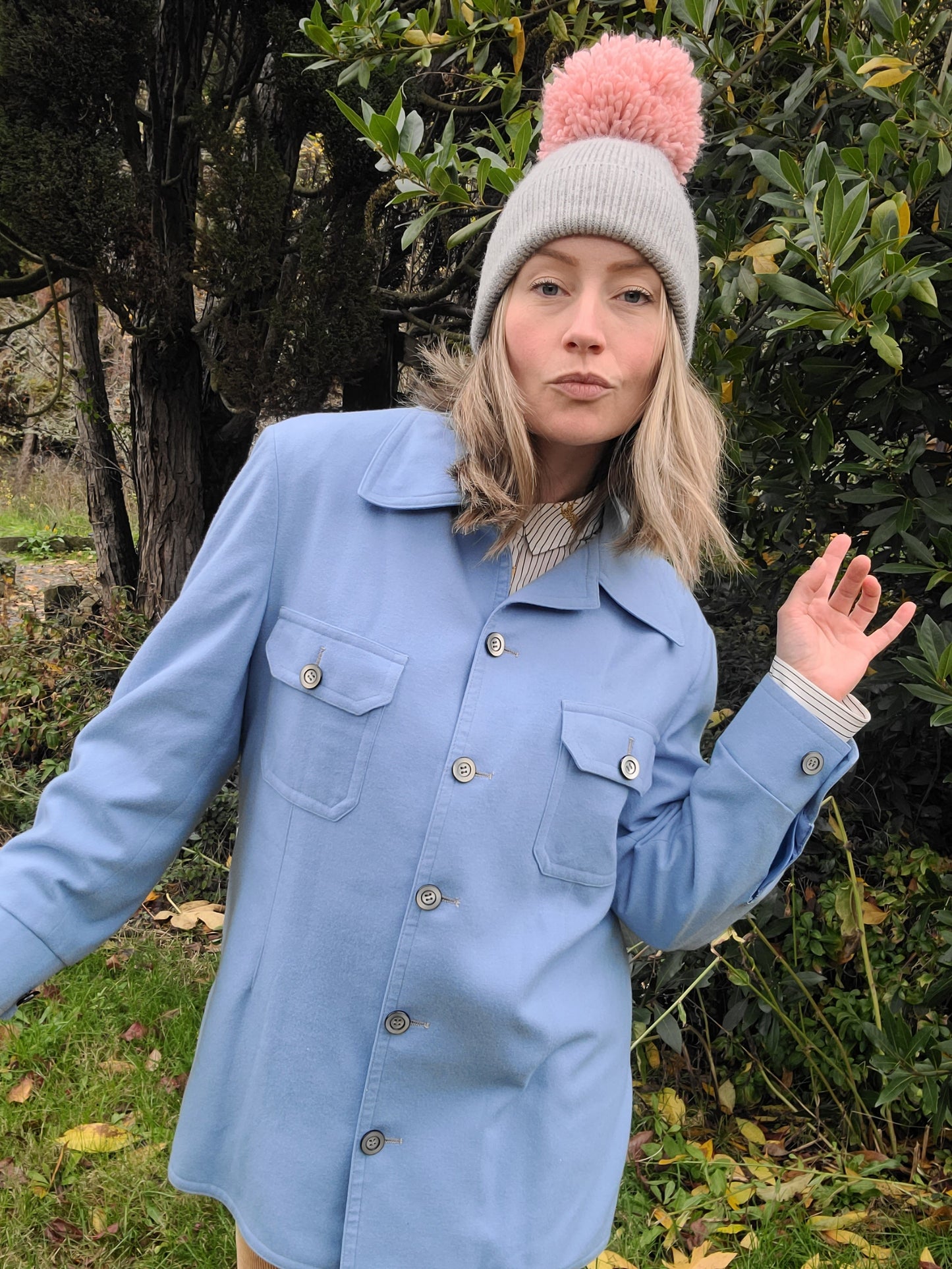 The Powder Blue 70s Cashmere Shacket L-XL