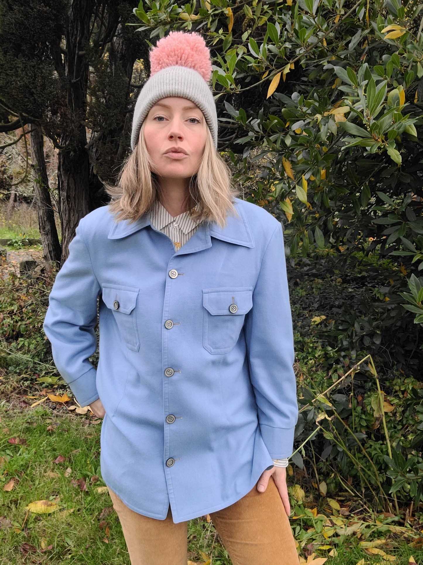 The Powder Blue 70s Cashmere Shacket L-XL