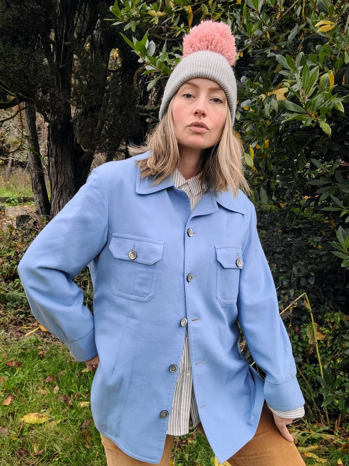 The Powder Blue 70s Cashmere Shacket L-XL
