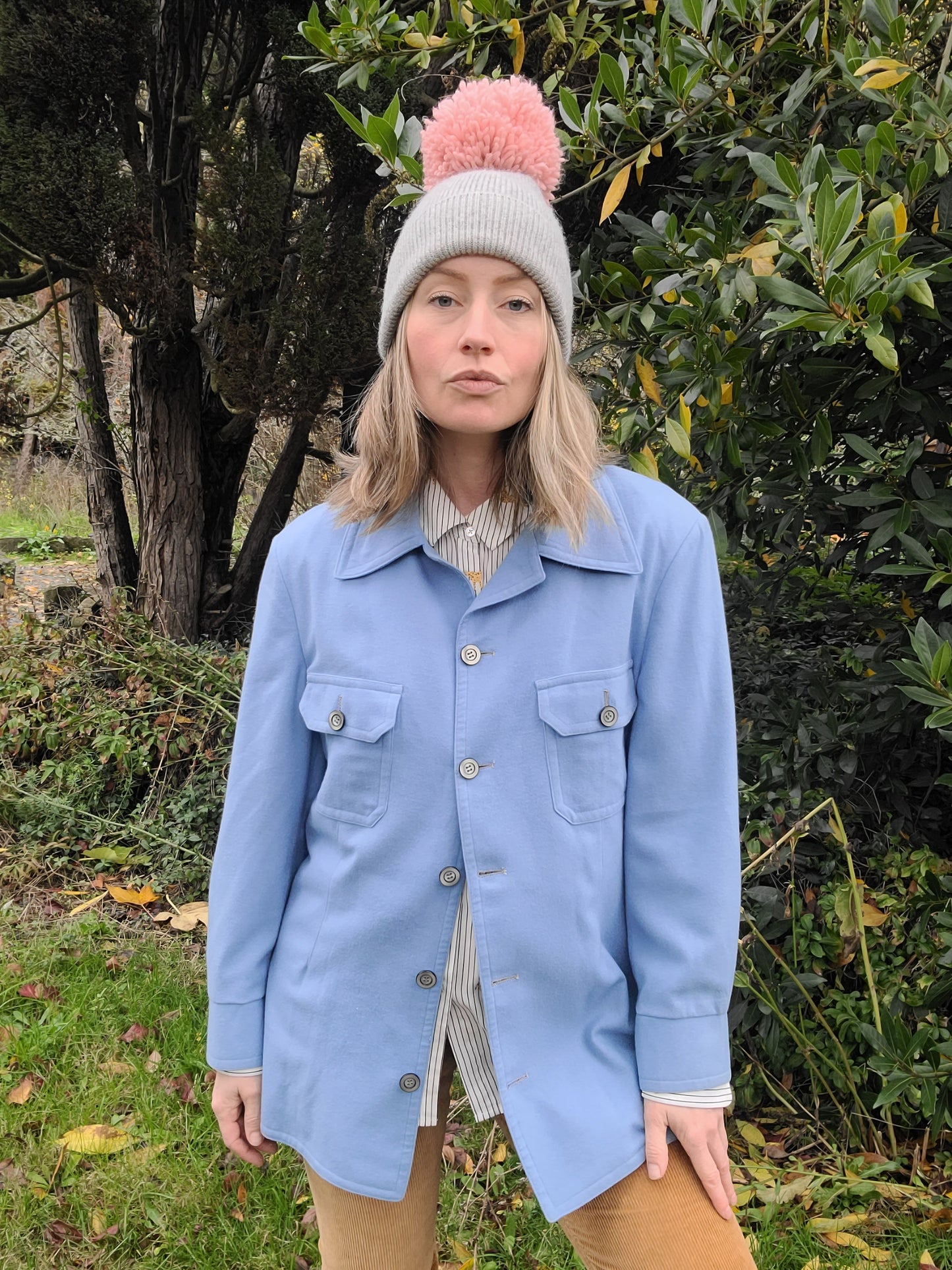The Powder Blue 70s Cashmere Shacket L-XL