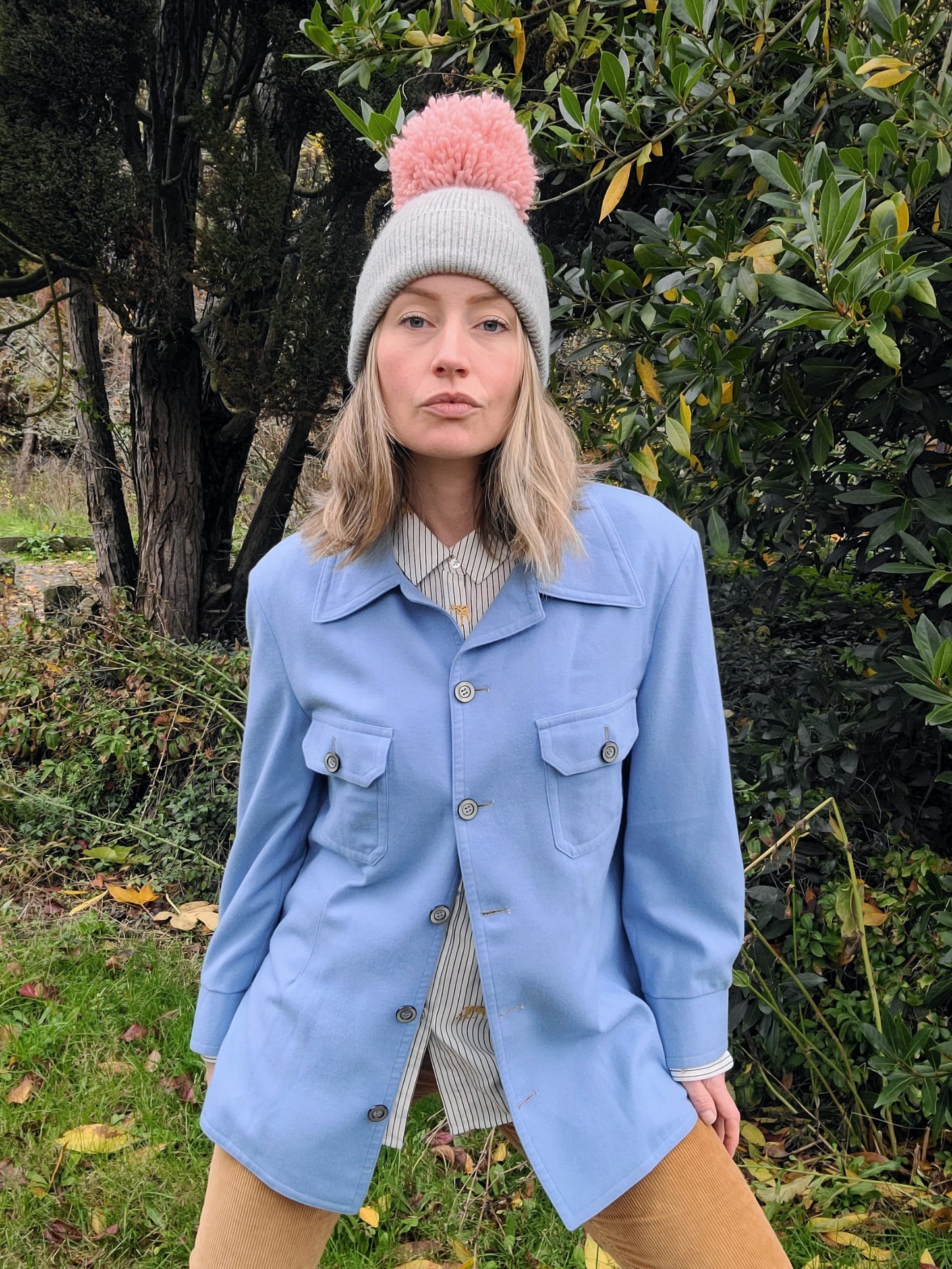 The Powder Blue 70s Cashmere Shacket L-XL