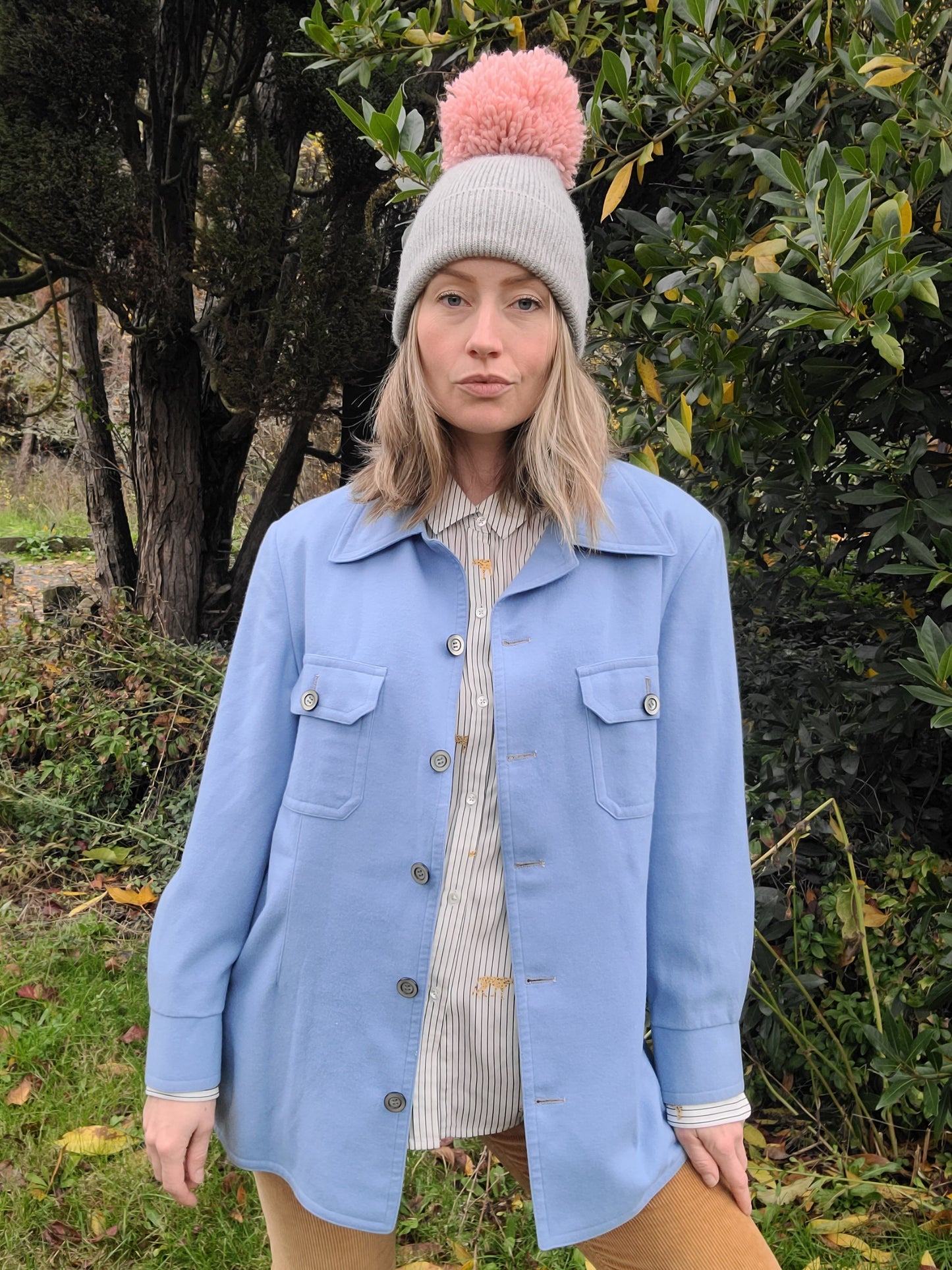 The Powder Blue 70s Cashmere Shacket L-XL