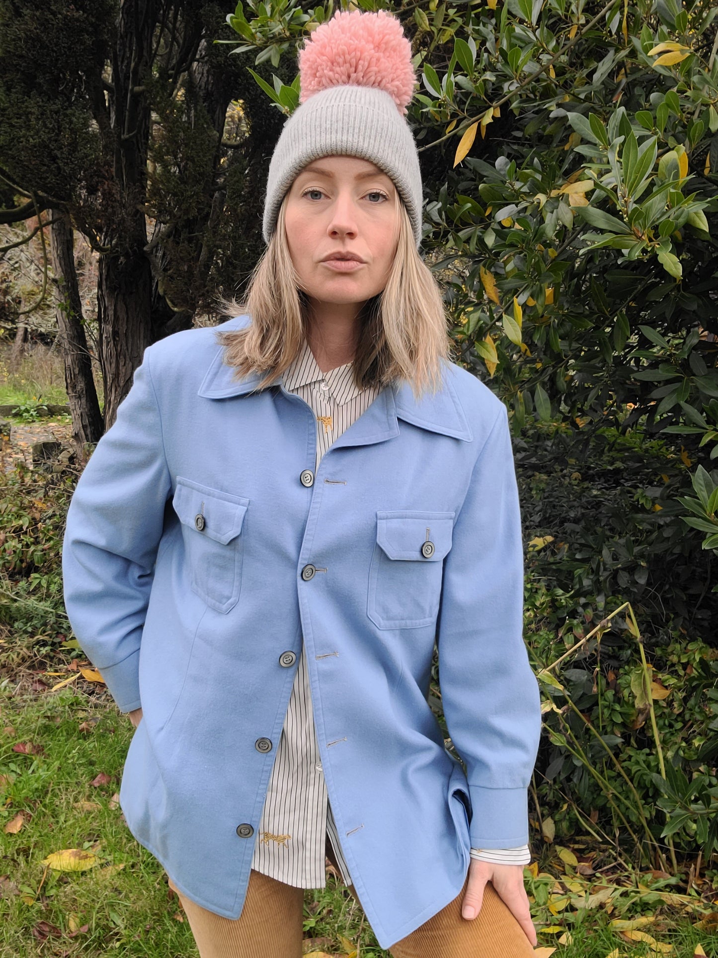 The Powder Blue 70s Cashmere Shacket L-XL