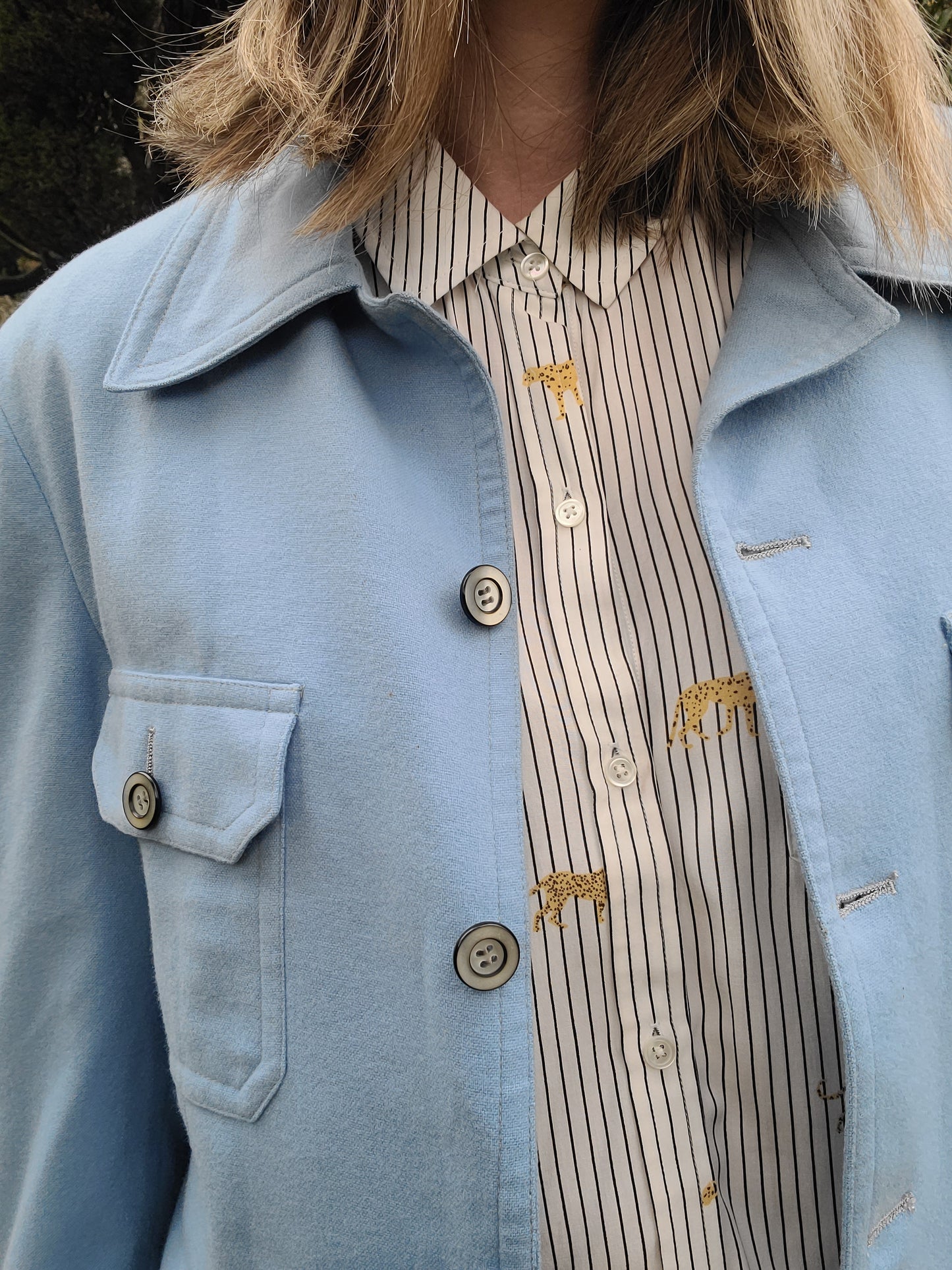 The Powder Blue 70s Cashmere Shacket L-XL