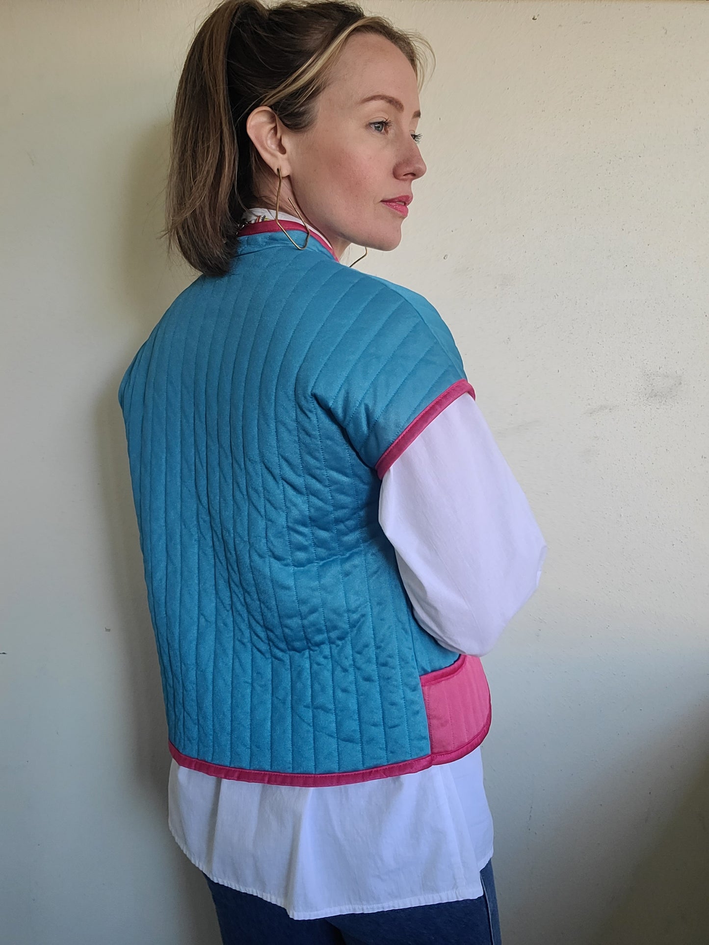 The Megan Vintage 80s Does 60s Pastel Quilted Vest S