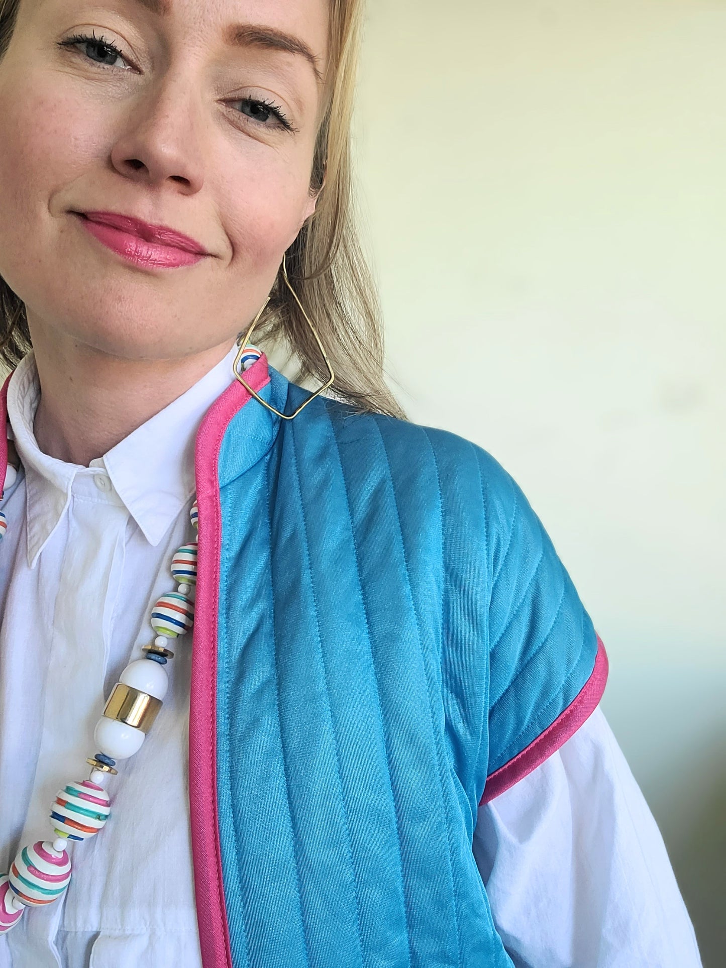 The Megan Vintage 80s Does 60s Pastel Quilted Vest S