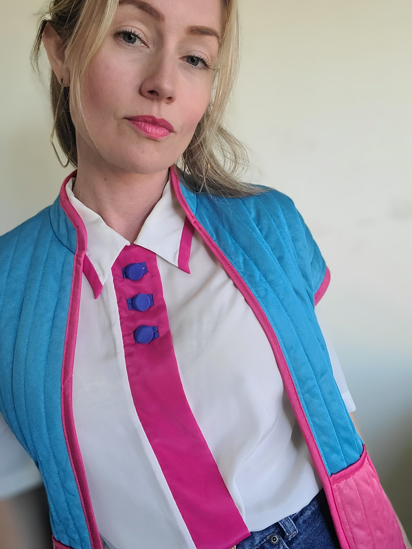 The Megan Vintage 80s Does 60s Pastel Quilted Vest S