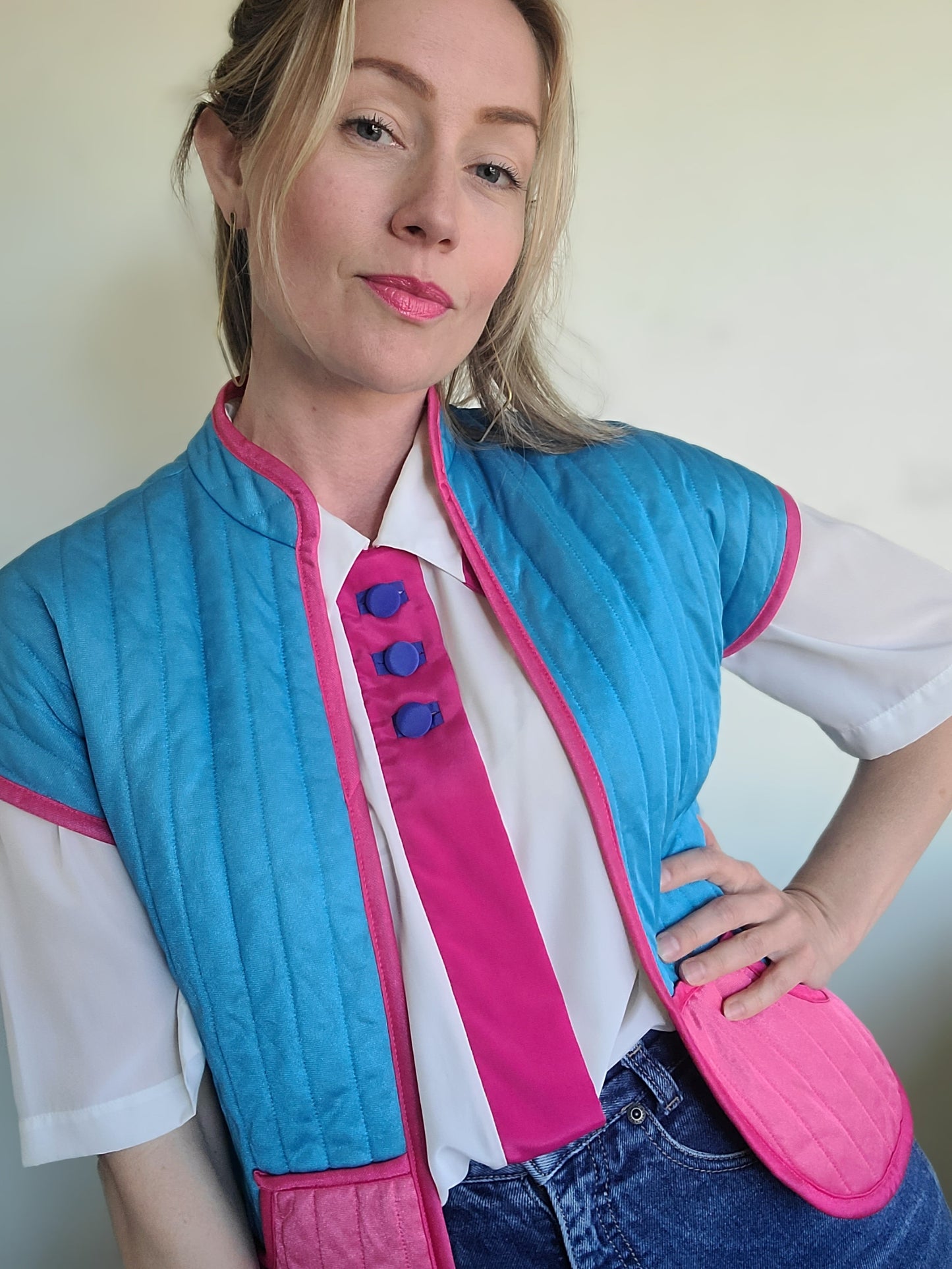 The Megan Vintage 80s Does 60s Pastel Quilted Vest S
