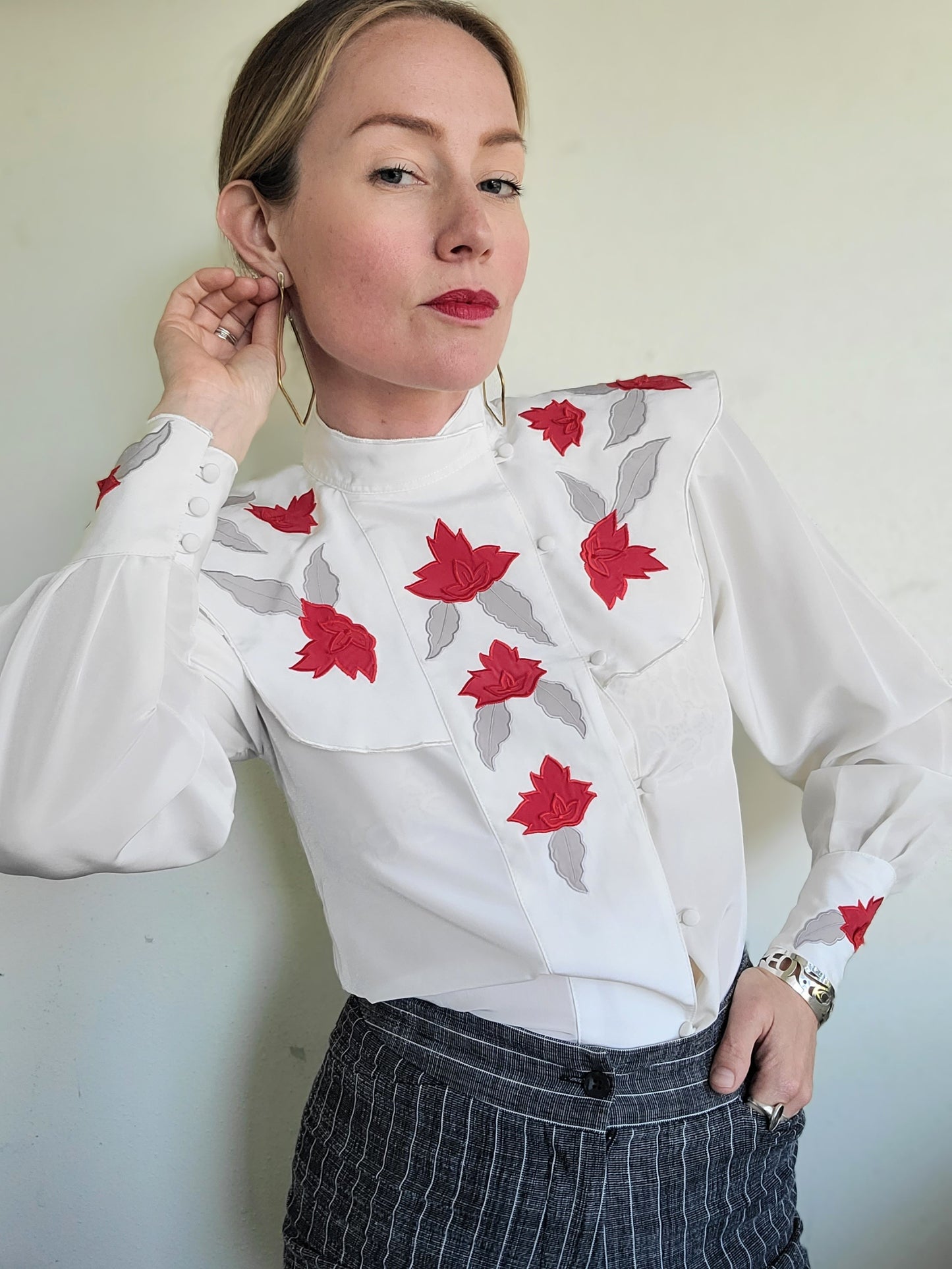 The Rosalia Red Rose Blouse S