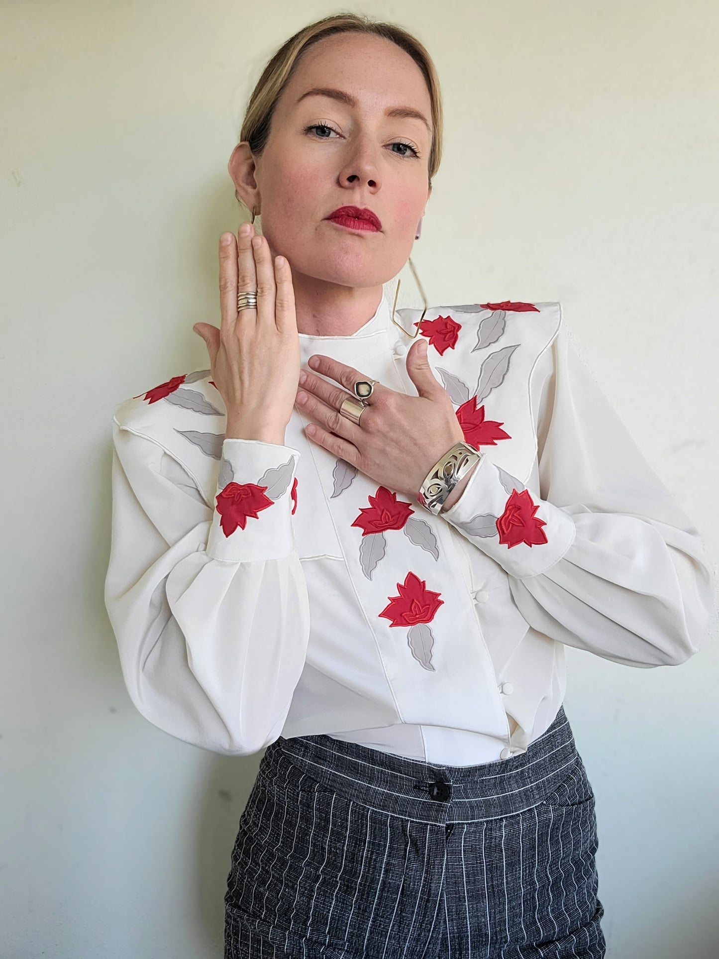 The Rosalia Red Rose Blouse S