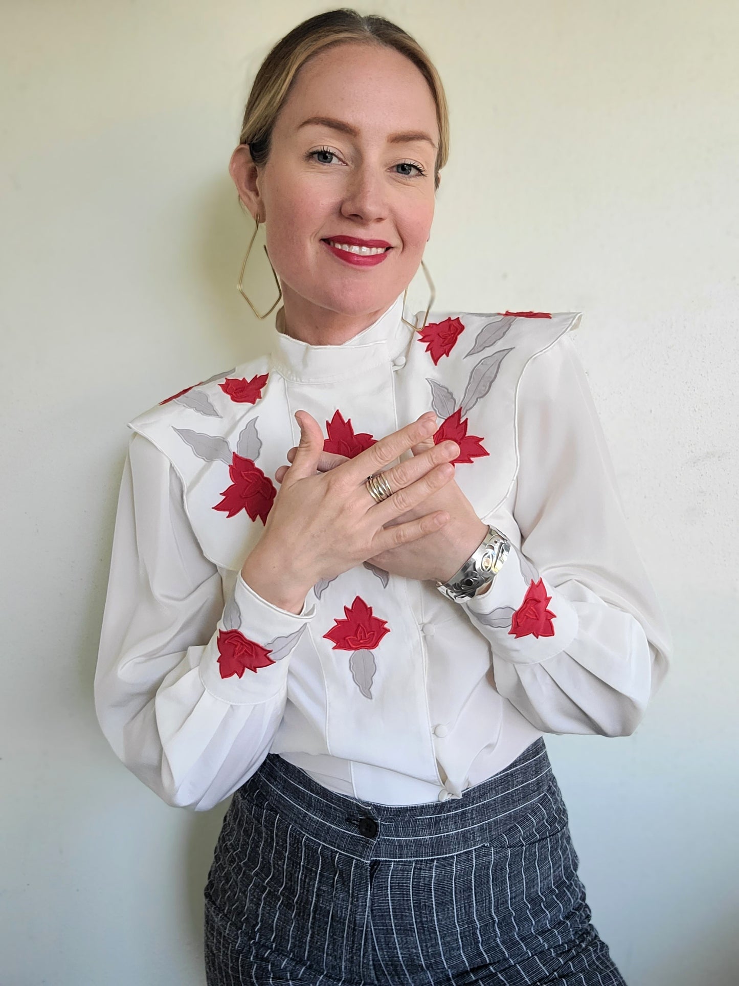 The Rosalia Red Rose Blouse S
