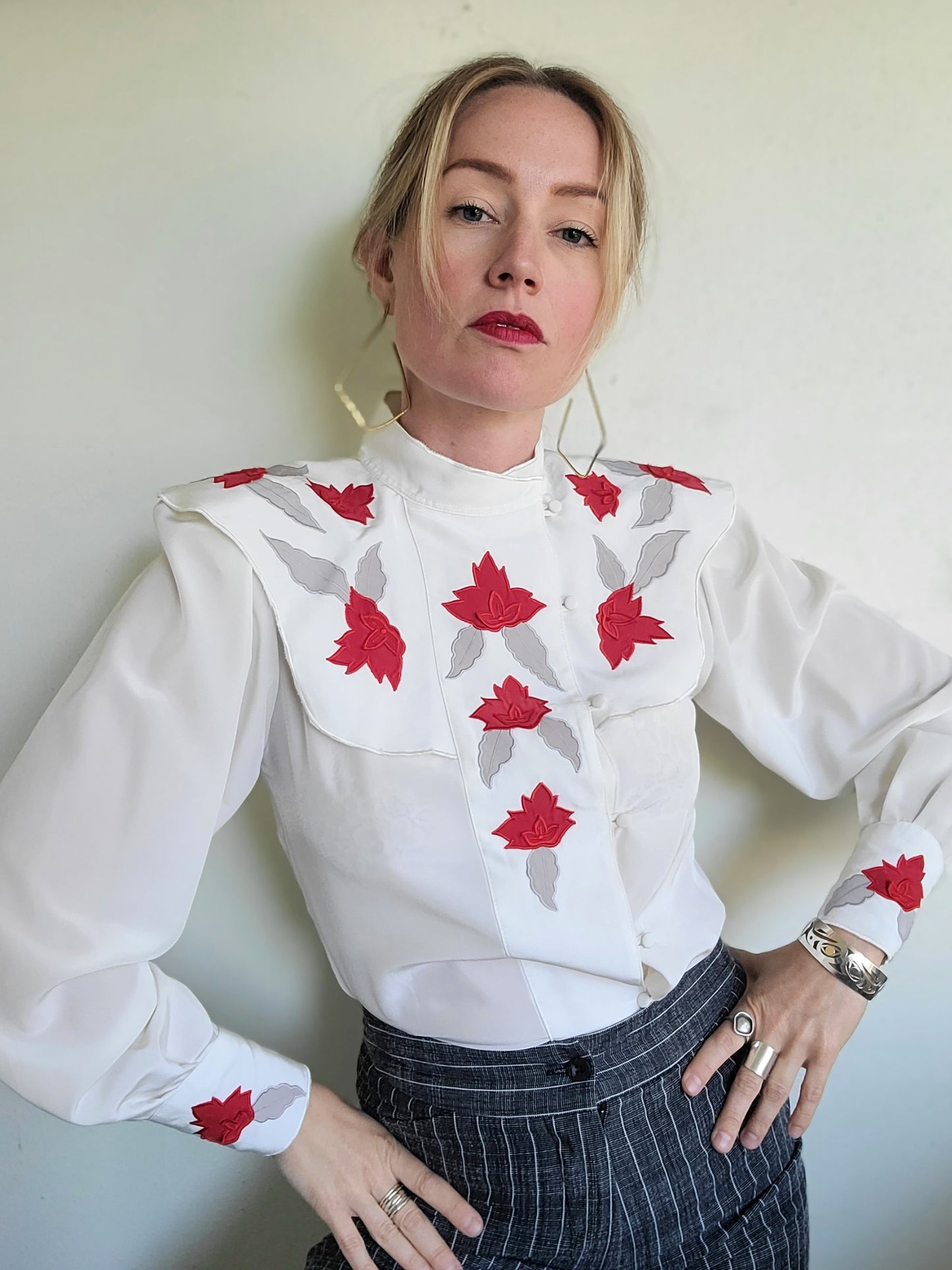 The Rosalia Red Rose Blouse S