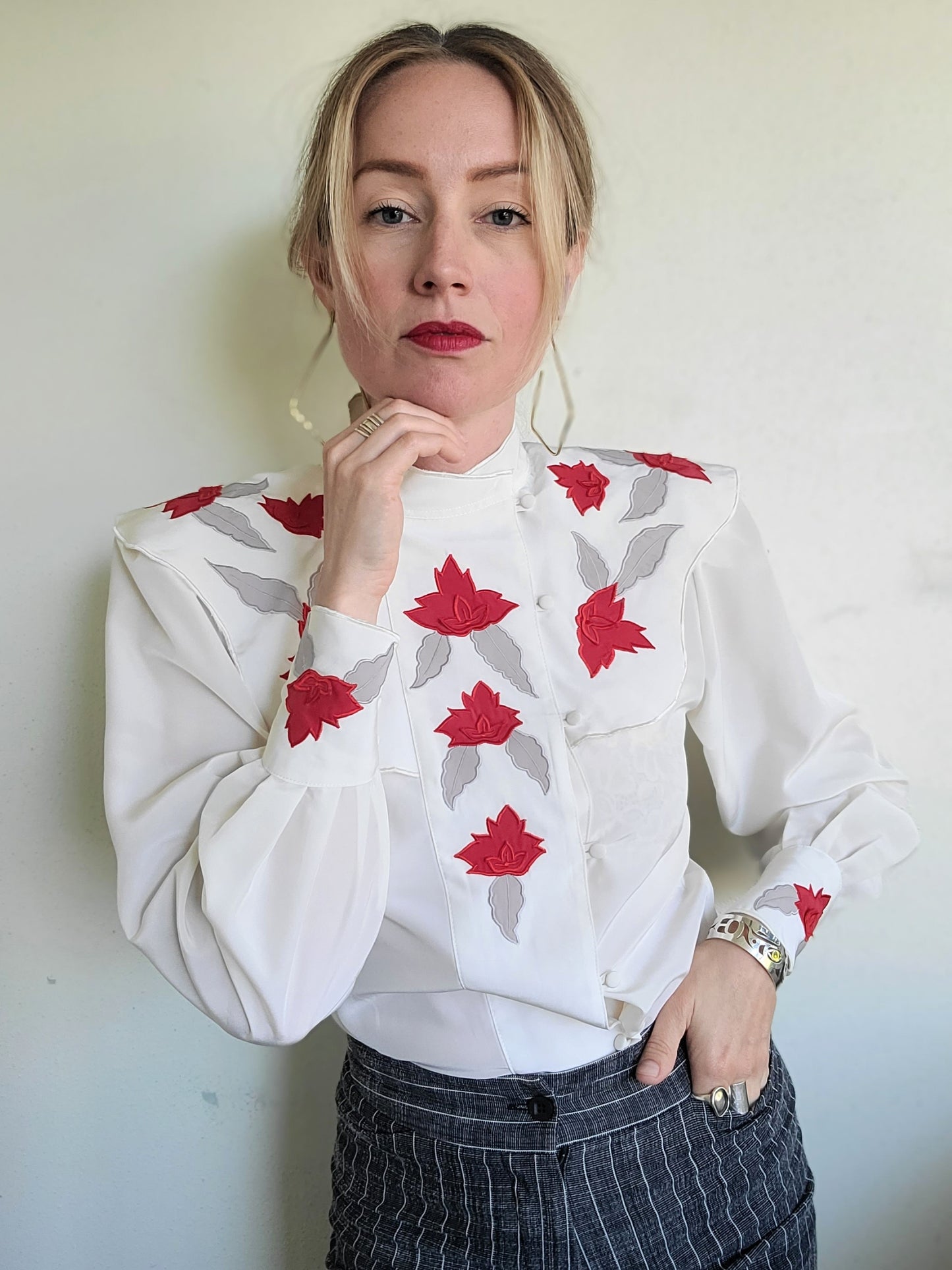The Rosalia Red Rose Blouse S