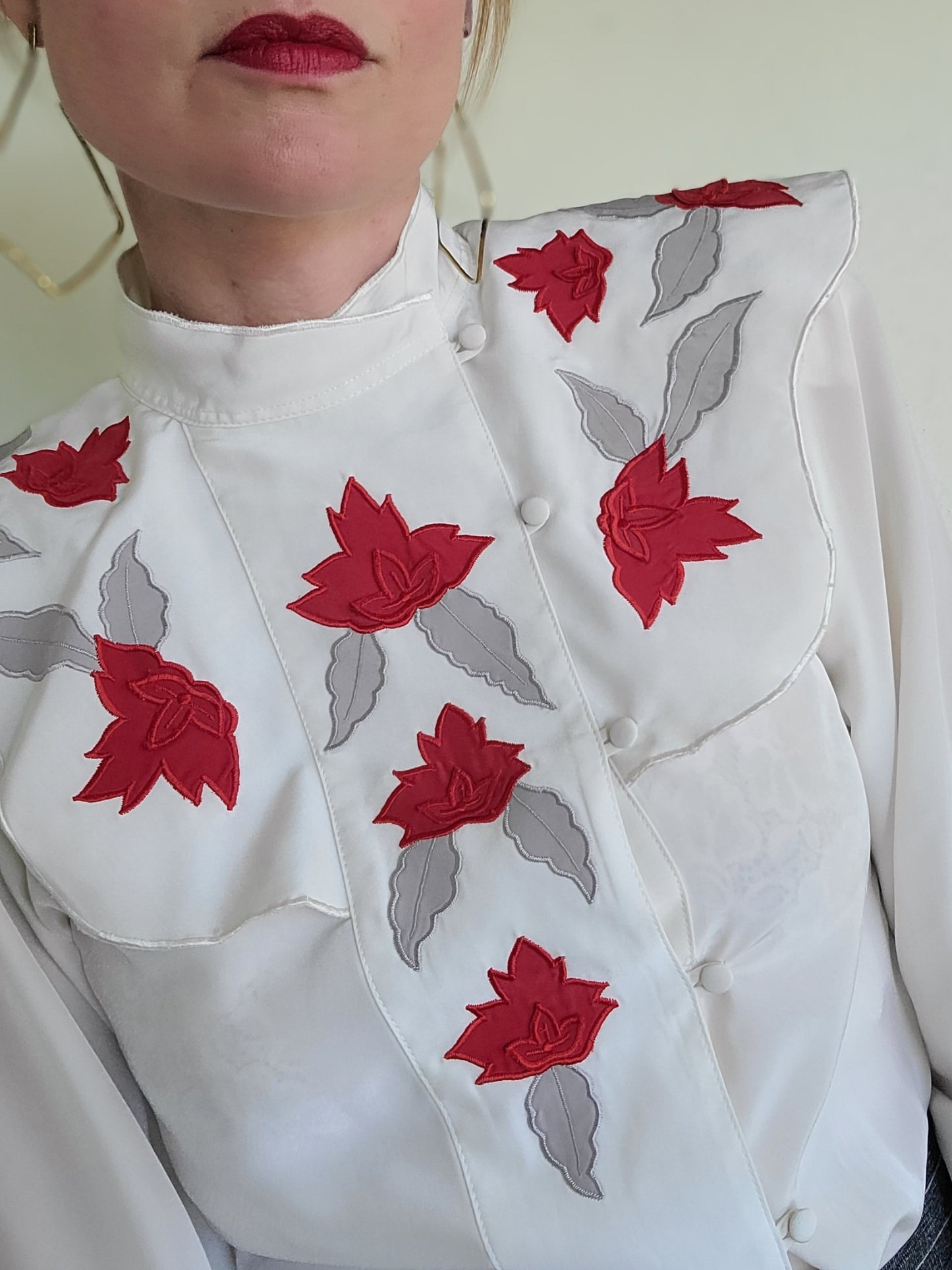 The Rosalia Red Rose Blouse S