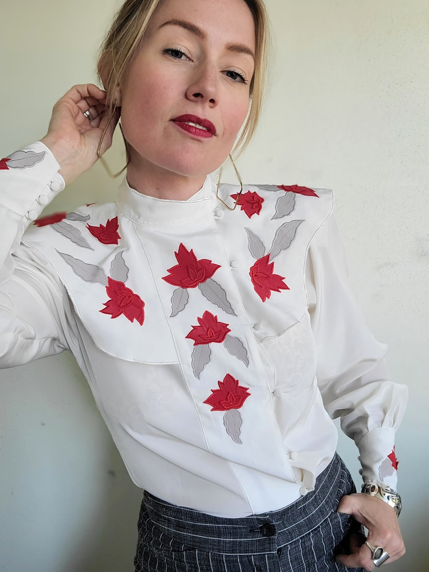 The Rosalia Red Rose Blouse S