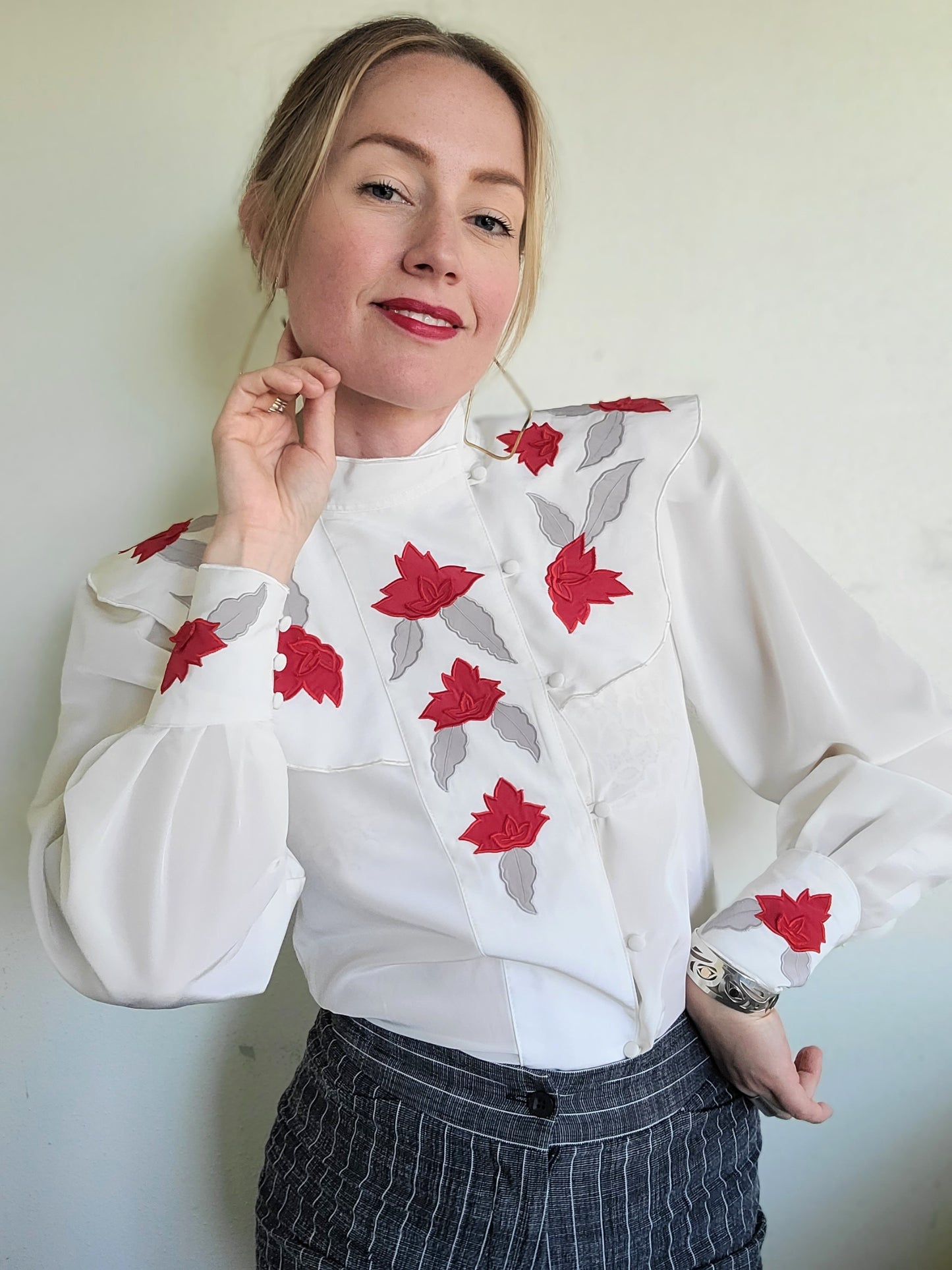 The Rosalia Red Rose Blouse S