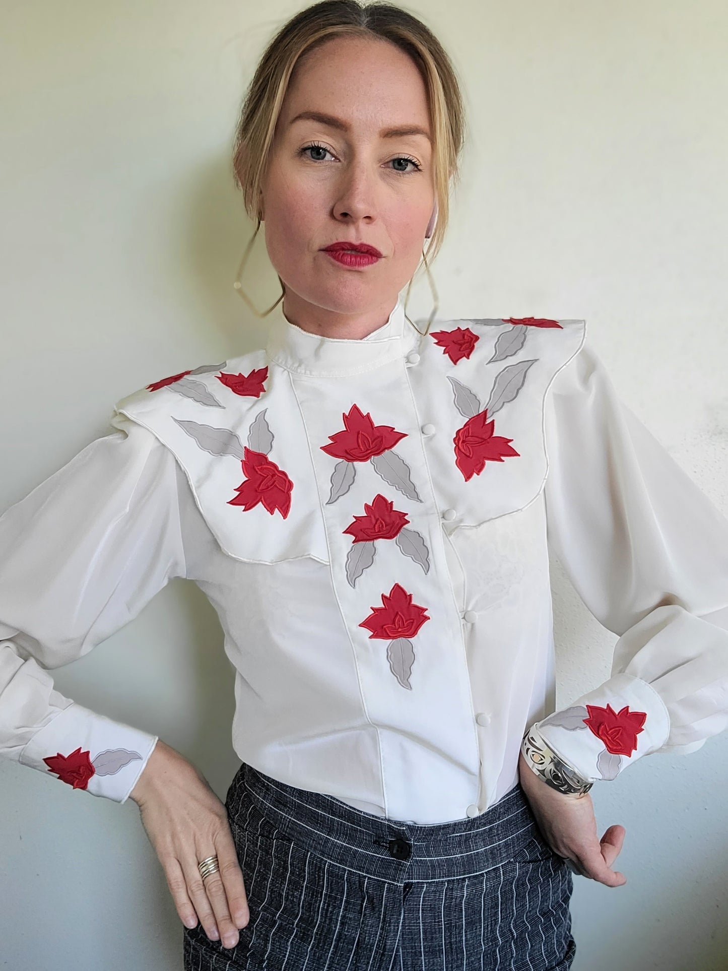 The Rosalia Red Rose Blouse S