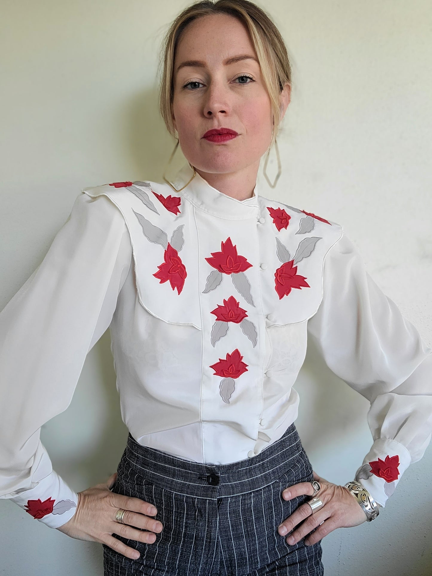 The Rosalia Red Rose Blouse S