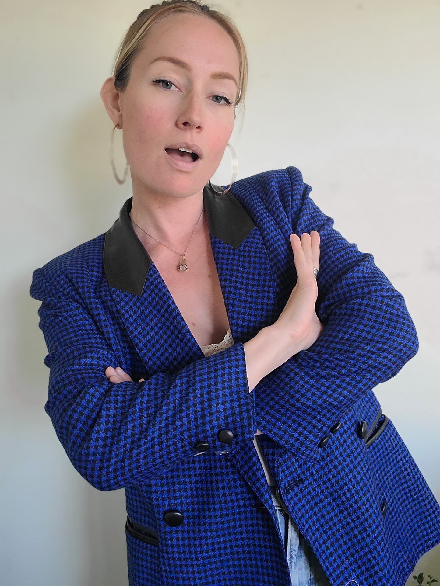 Sebastian Wool + Leather Blazer S-M