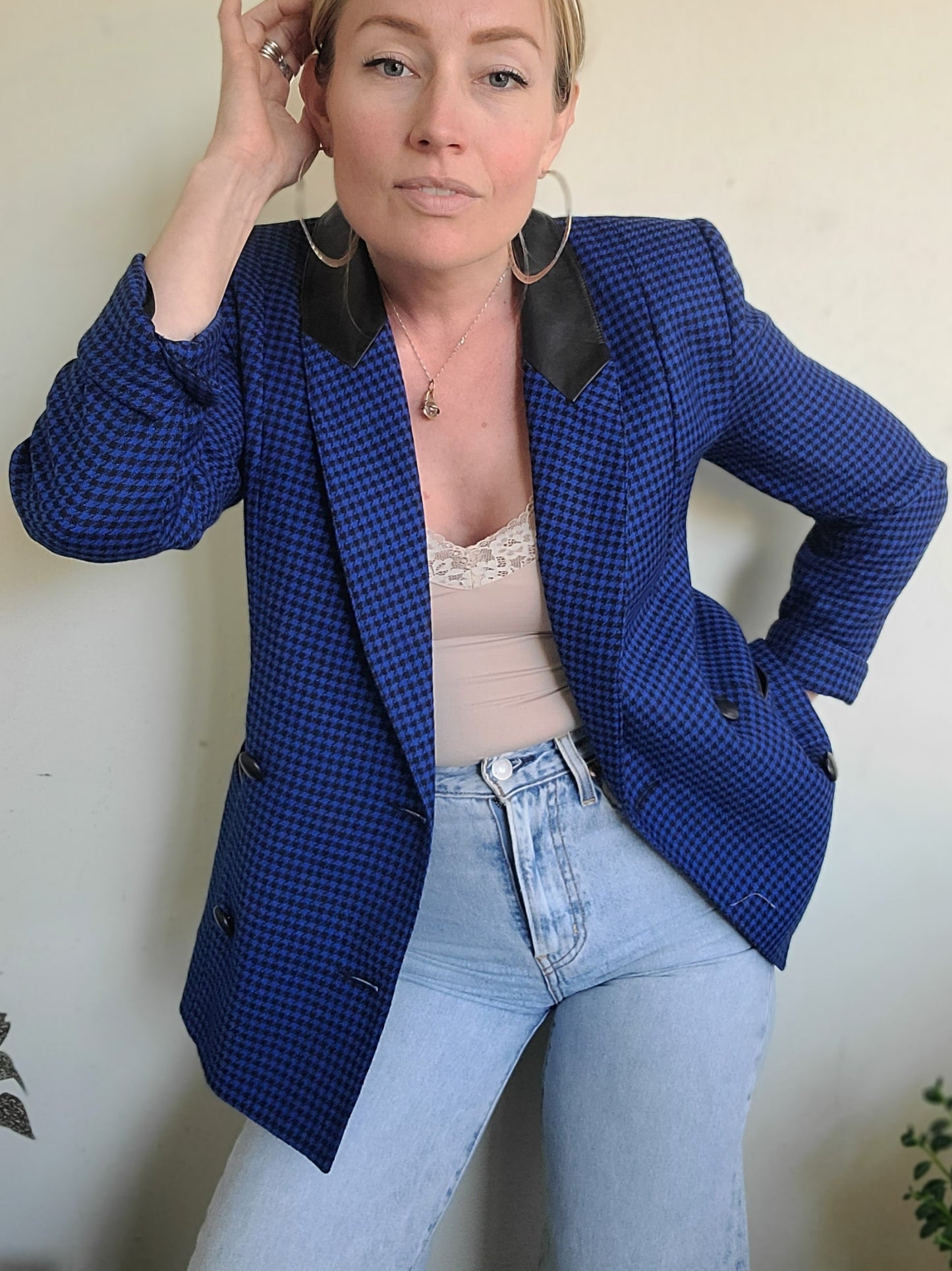 Sebastian Wool + Leather Blazer S-M
