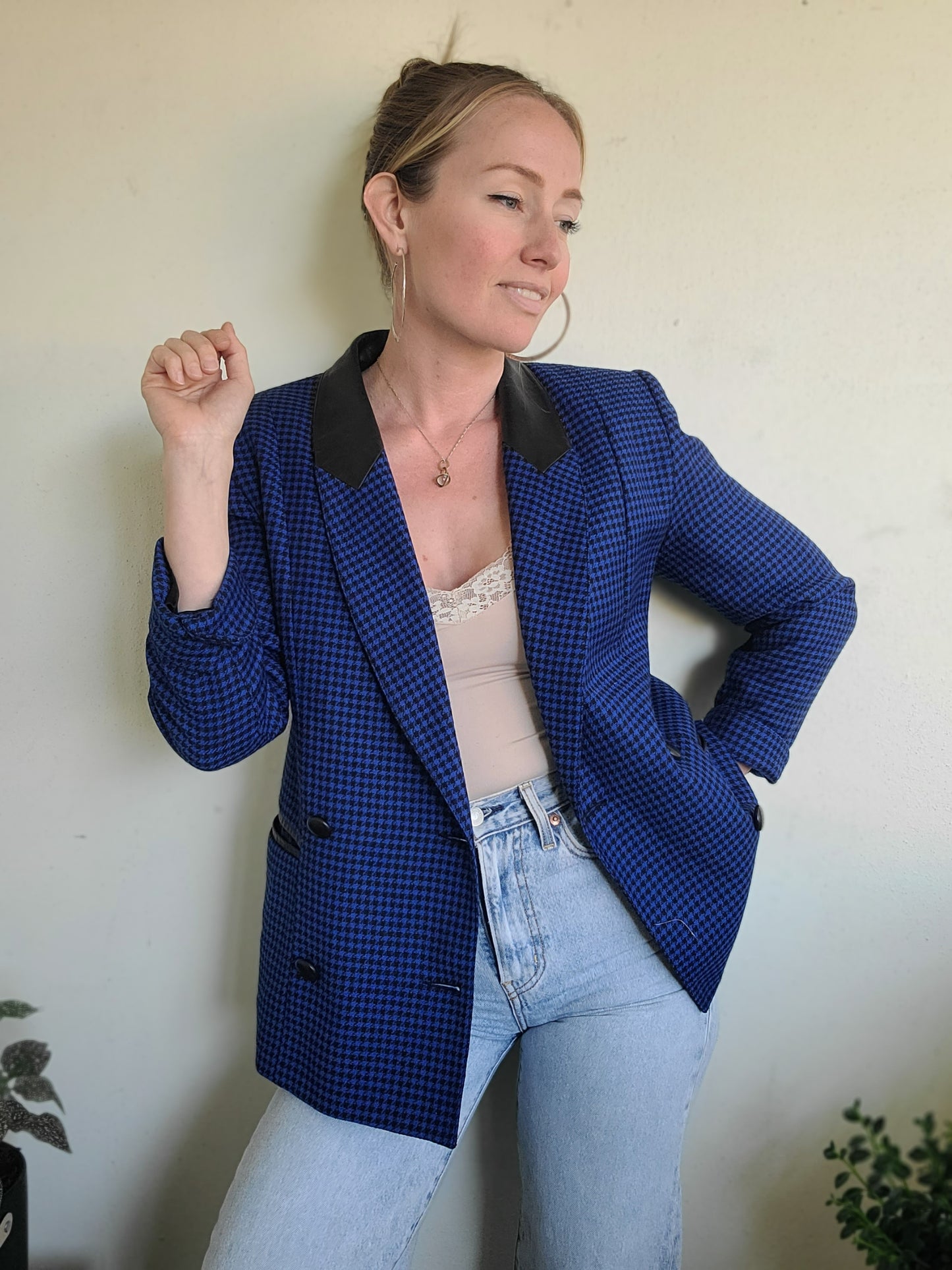 Sebastian Wool + Leather Blazer S-M