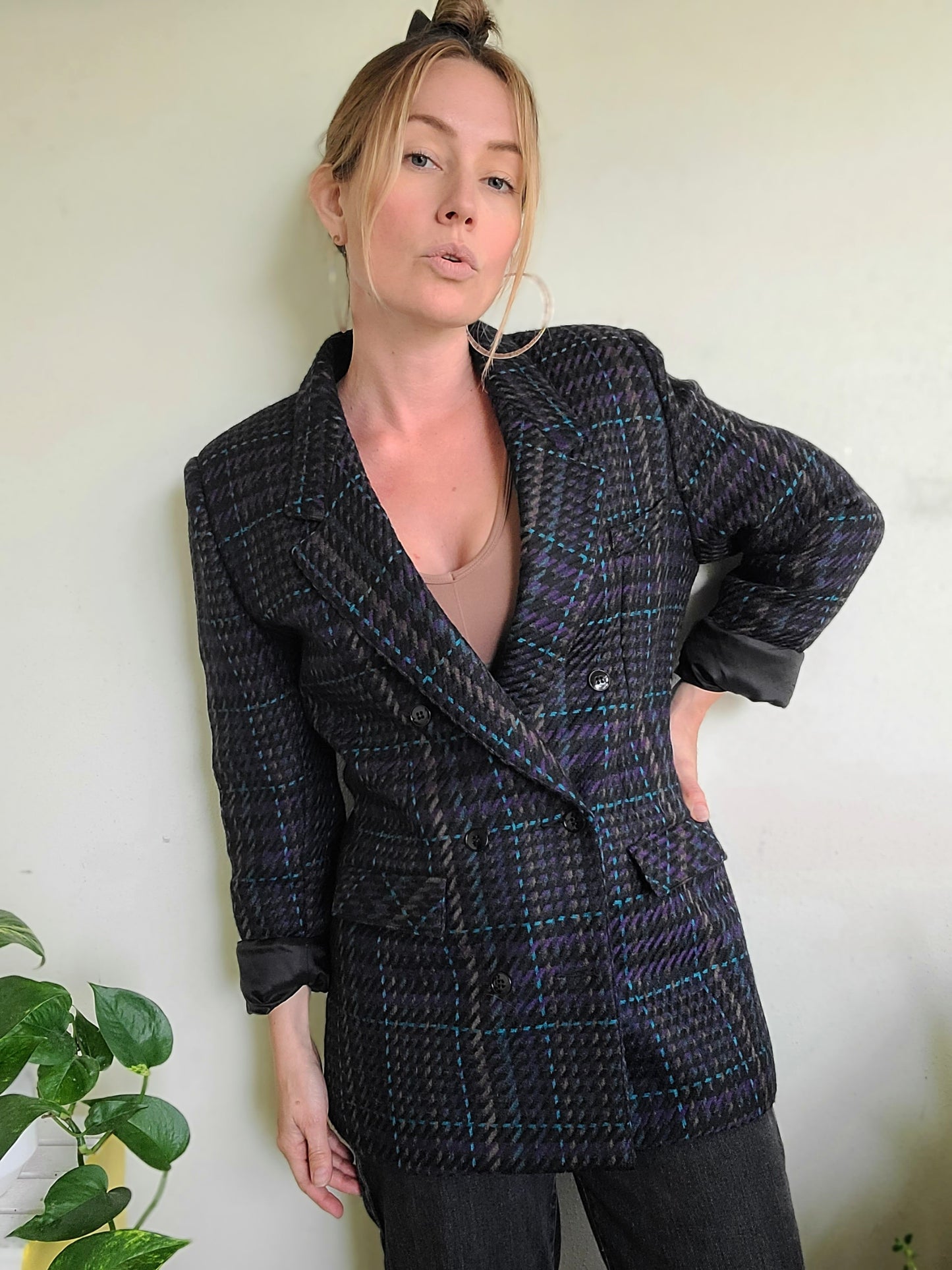 The Coco Vintage 80s Double Breasted Wool Blazer M