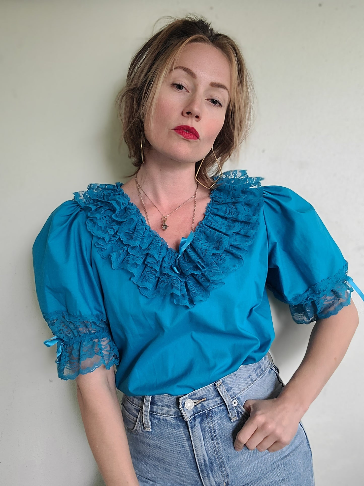 The Ocean Prairie Ruffly Blouse M-L