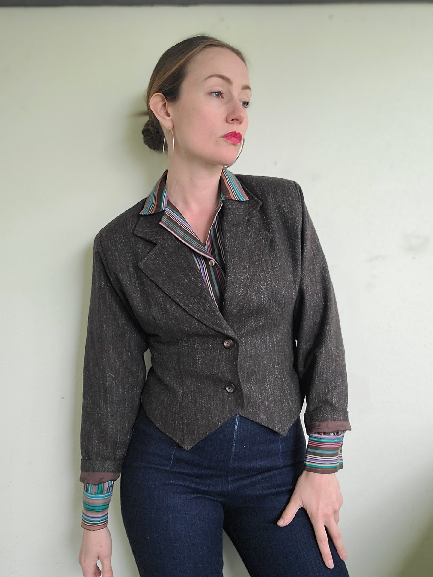 The Social Studies Teacher Vintage 80s Wool Cropped Blazer M