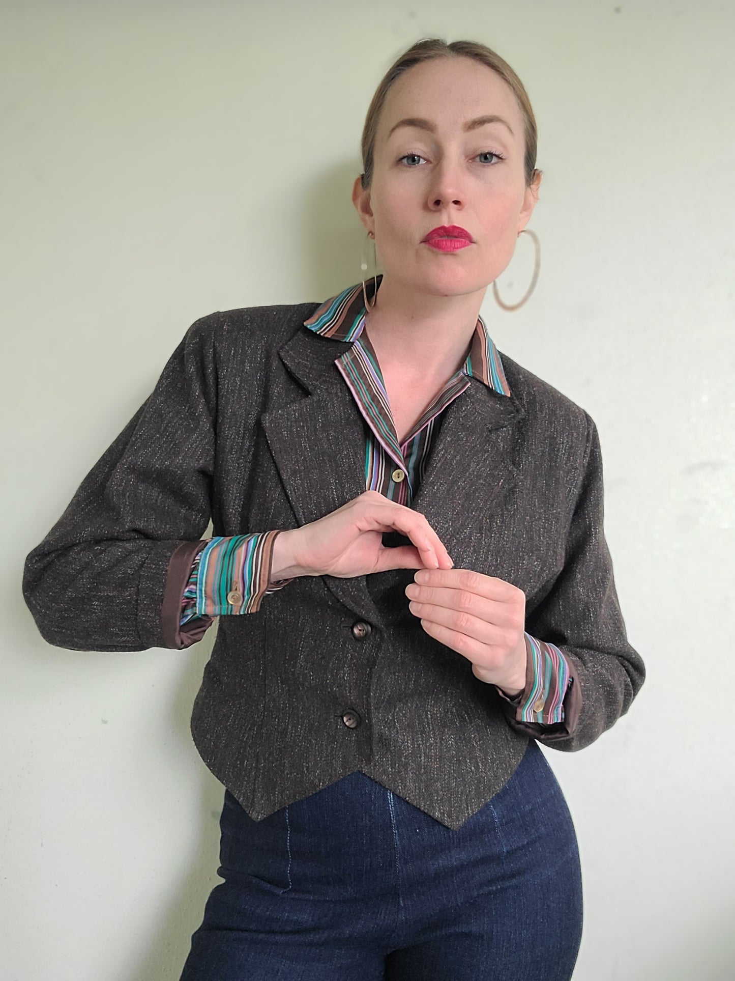 The Social Studies Teacher Vintage 80s Wool Cropped Blazer M