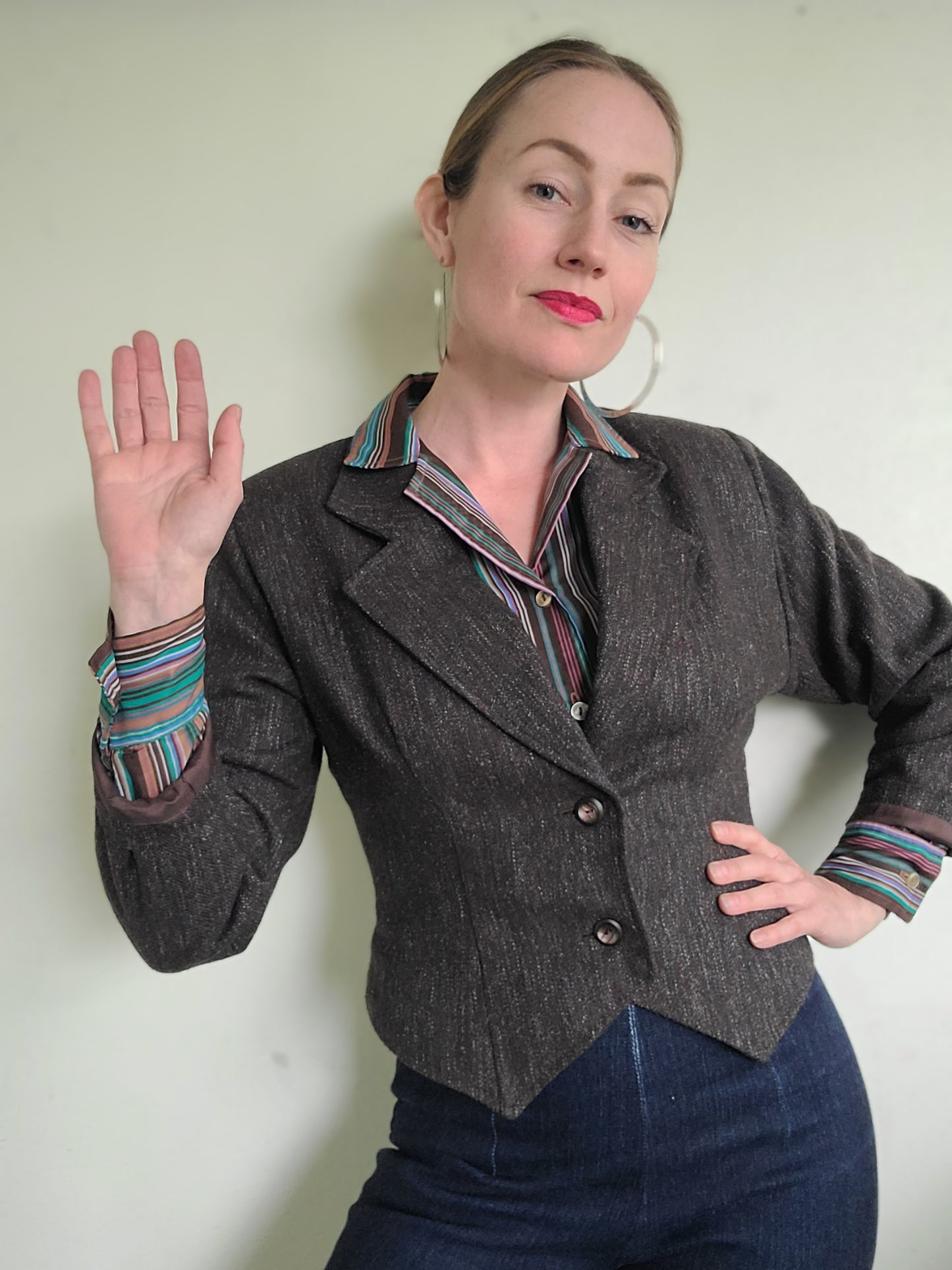 The Social Studies Teacher Vintage 80s Wool Cropped Blazer M