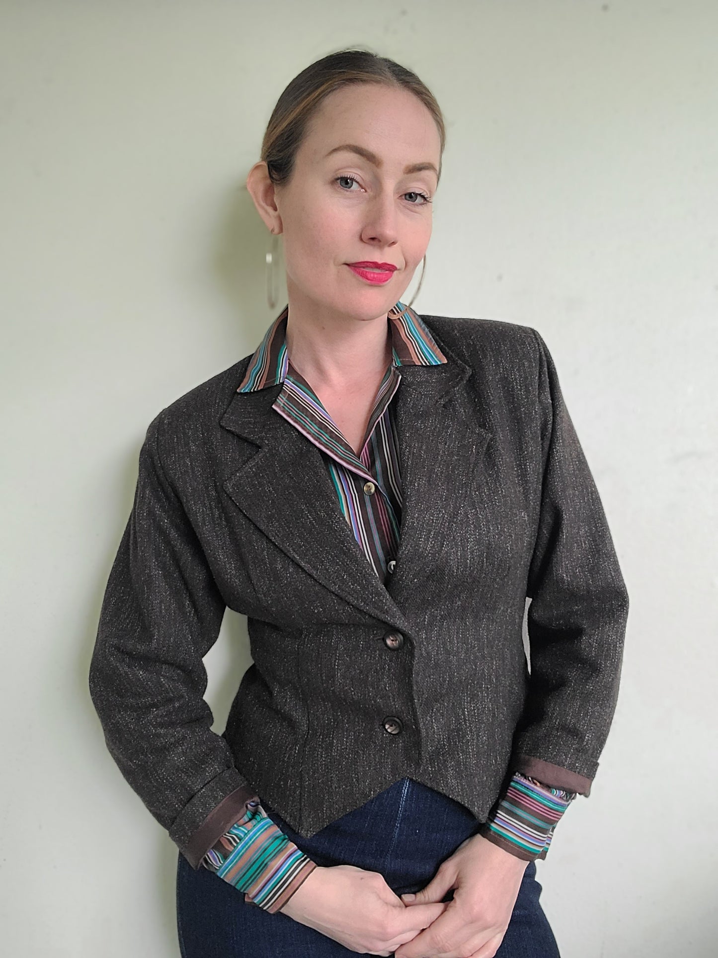 The Social Studies Teacher Vintage 80s Wool Cropped Blazer M