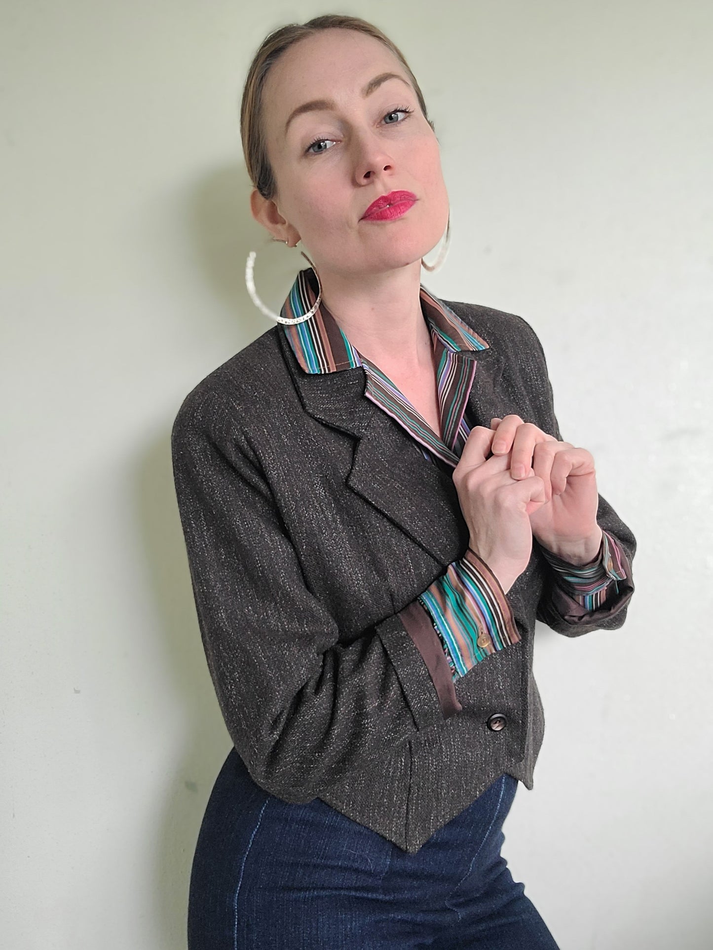 The Social Studies Teacher Vintage 80s Wool Cropped Blazer M