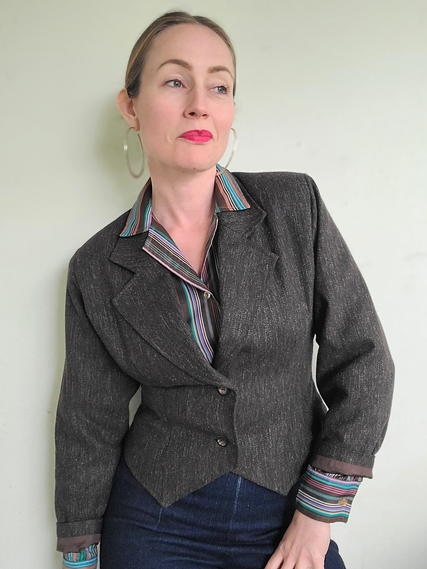 The Social Studies Teacher Vintage 80s Wool Cropped Blazer M