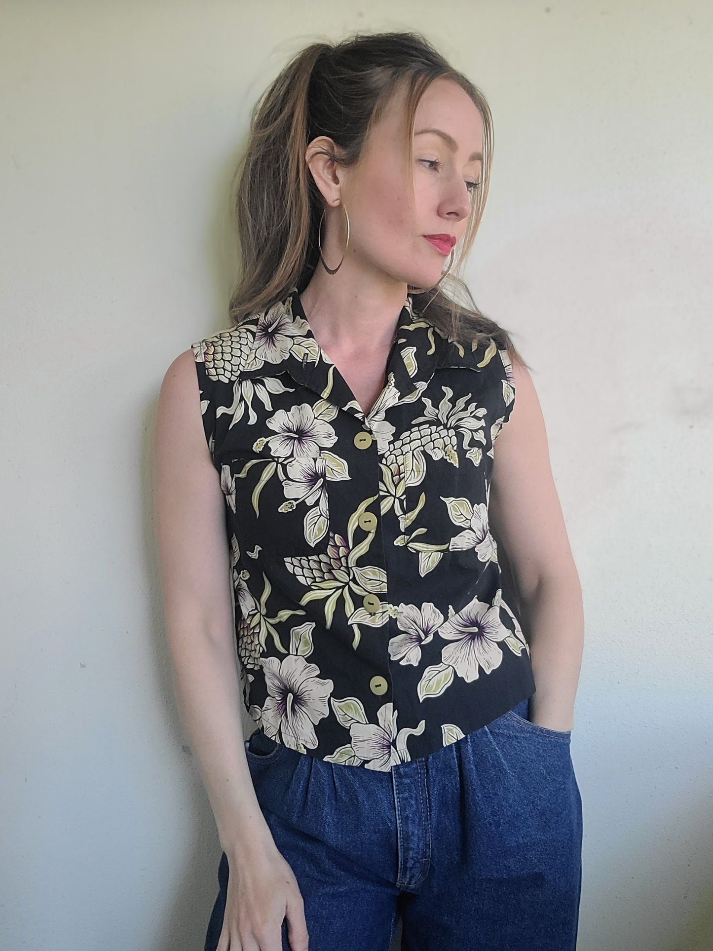 The Going Hawaiian Reworked Vintage Summer Crop Made In USA M