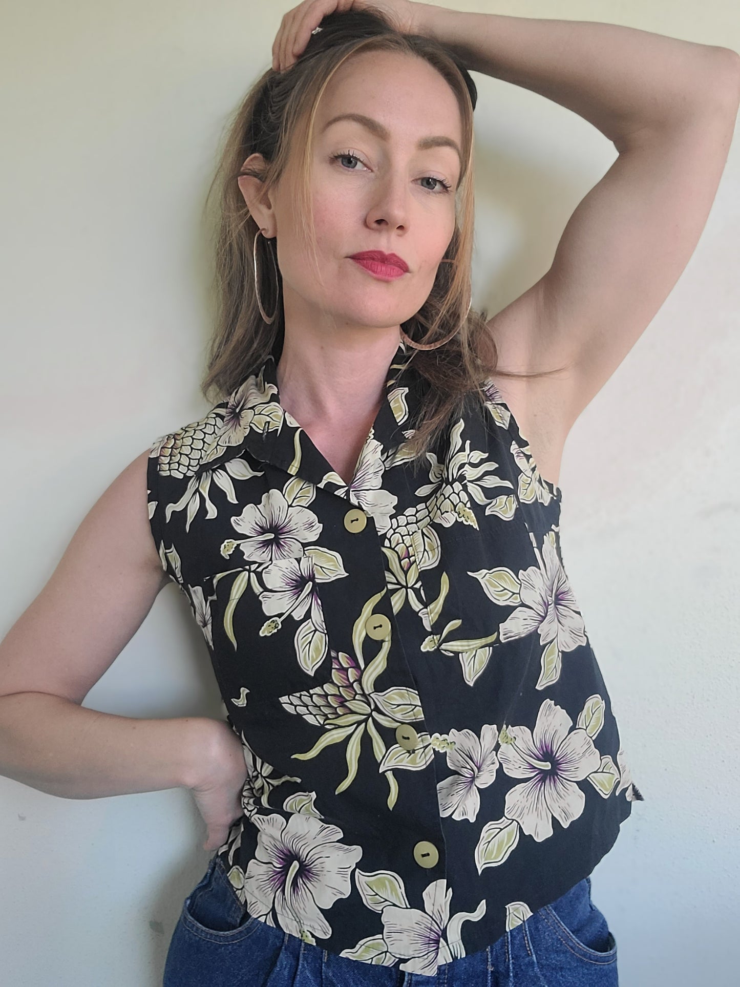 The Going Hawaiian Reworked Vintage Summer Crop Made In USA M
