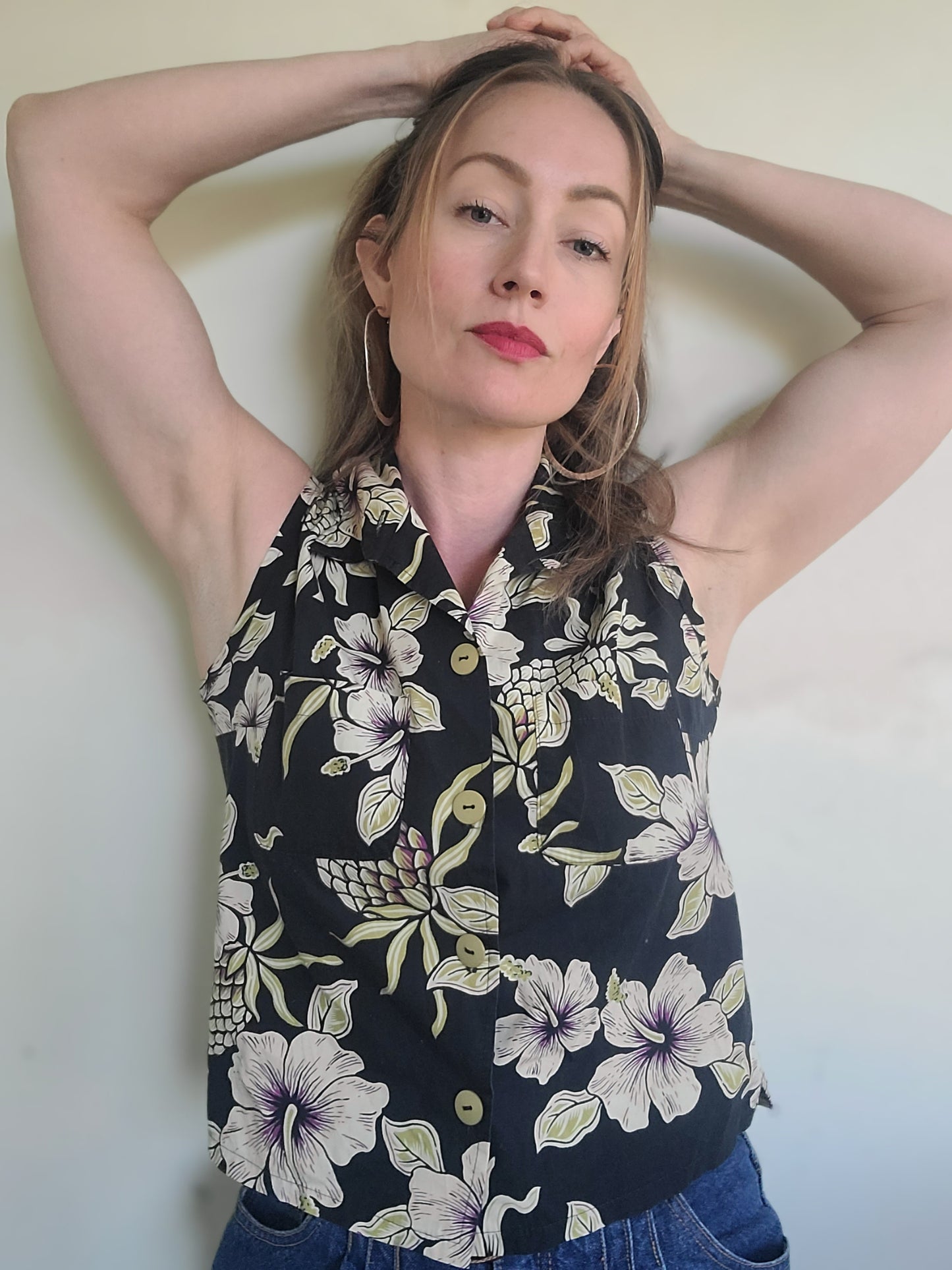 The Going Hawaiian Reworked Vintage Summer Crop Made In USA M