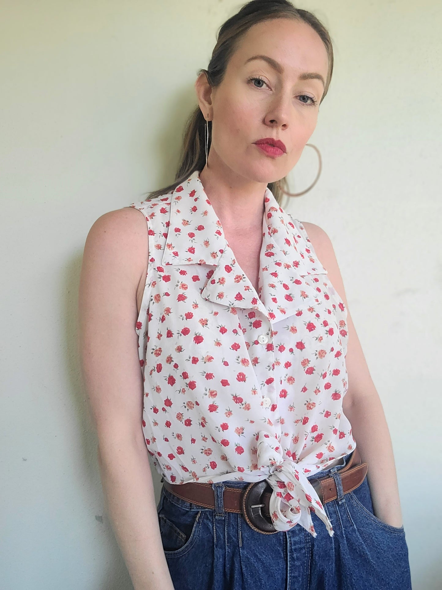 The Julia Vintage 80s Summer Crop Tie Top L