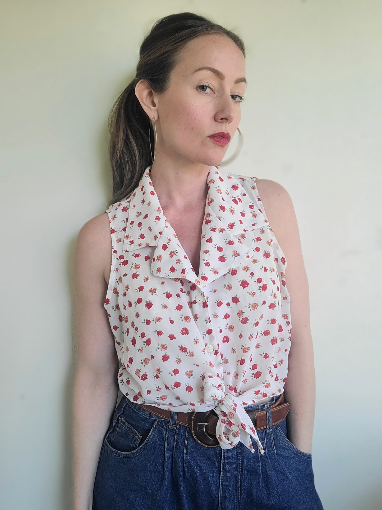 The Julia Vintage 80s Summer Crop Tie Top L