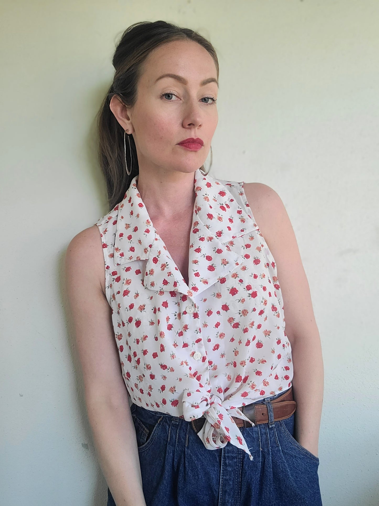 The Julia Vintage 80s Summer Crop Tie Top L