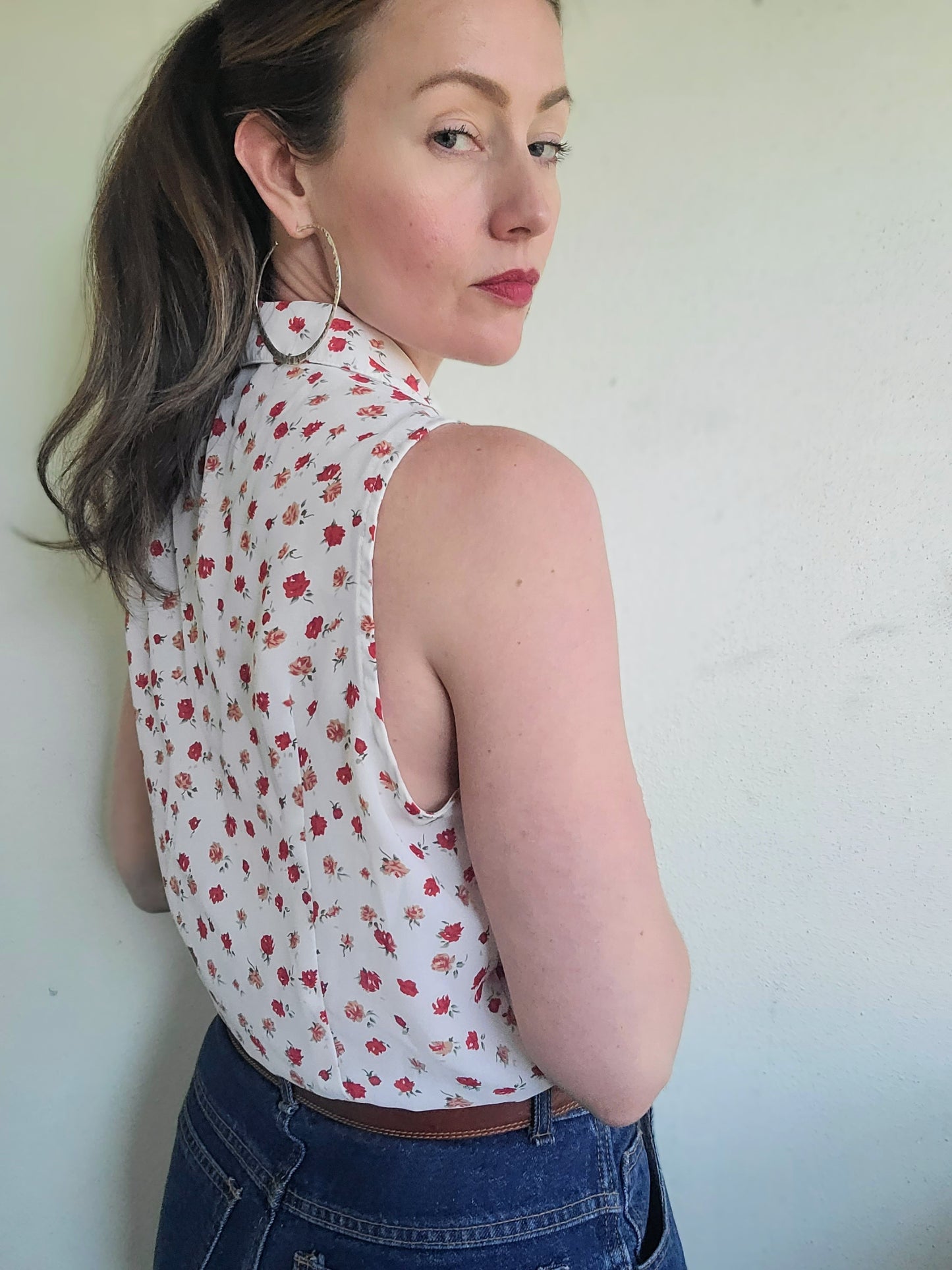 The Julia Vintage 80s Summer Crop Tie Top L