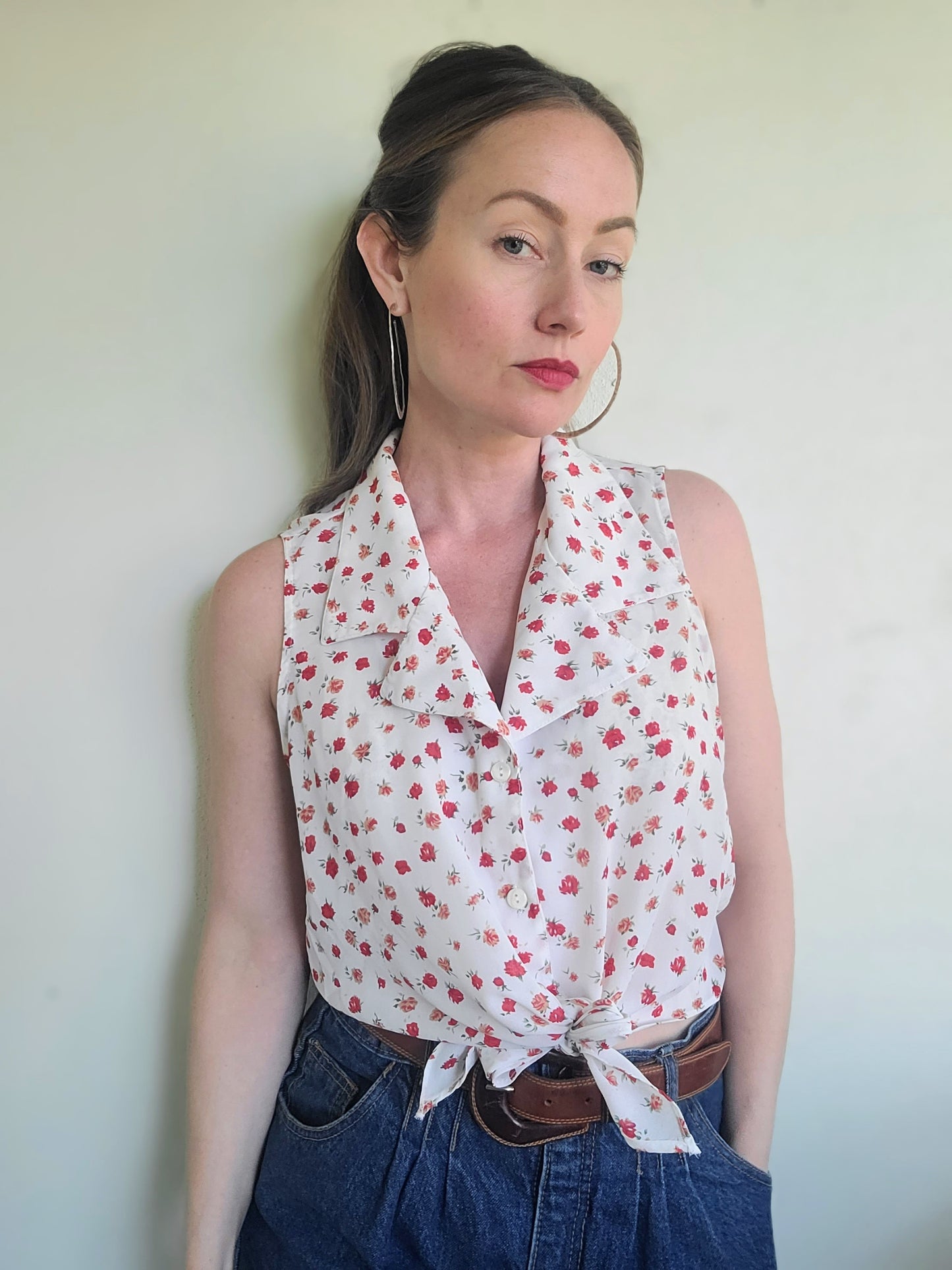 The Julia Vintage 80s Summer Crop Tie Top L
