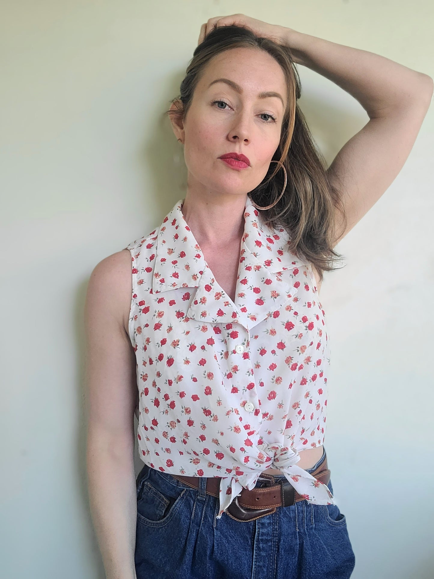 The Julia Vintage 80s Summer Crop Tie Top L